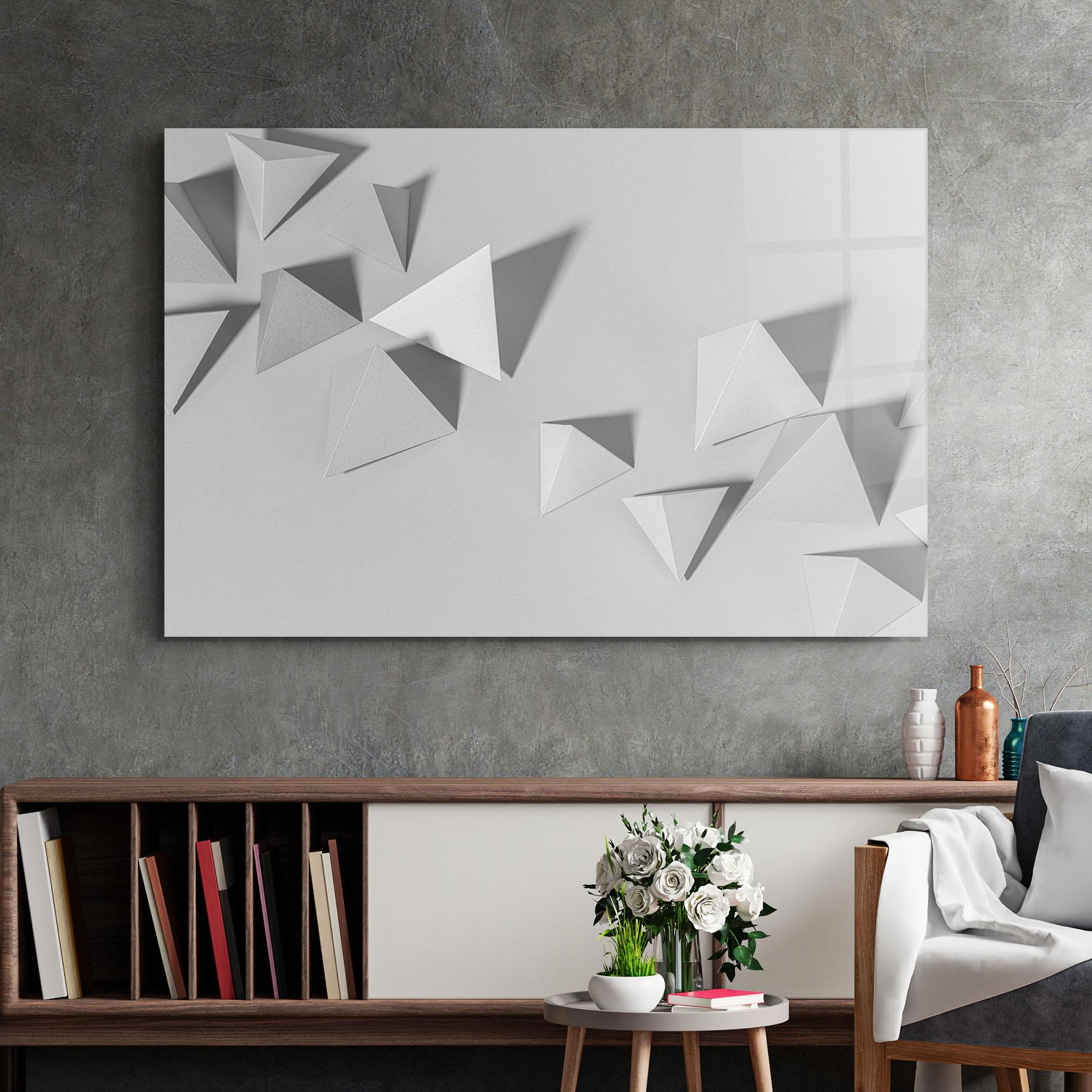 Üvegkép 3d White Triangle mockup 2