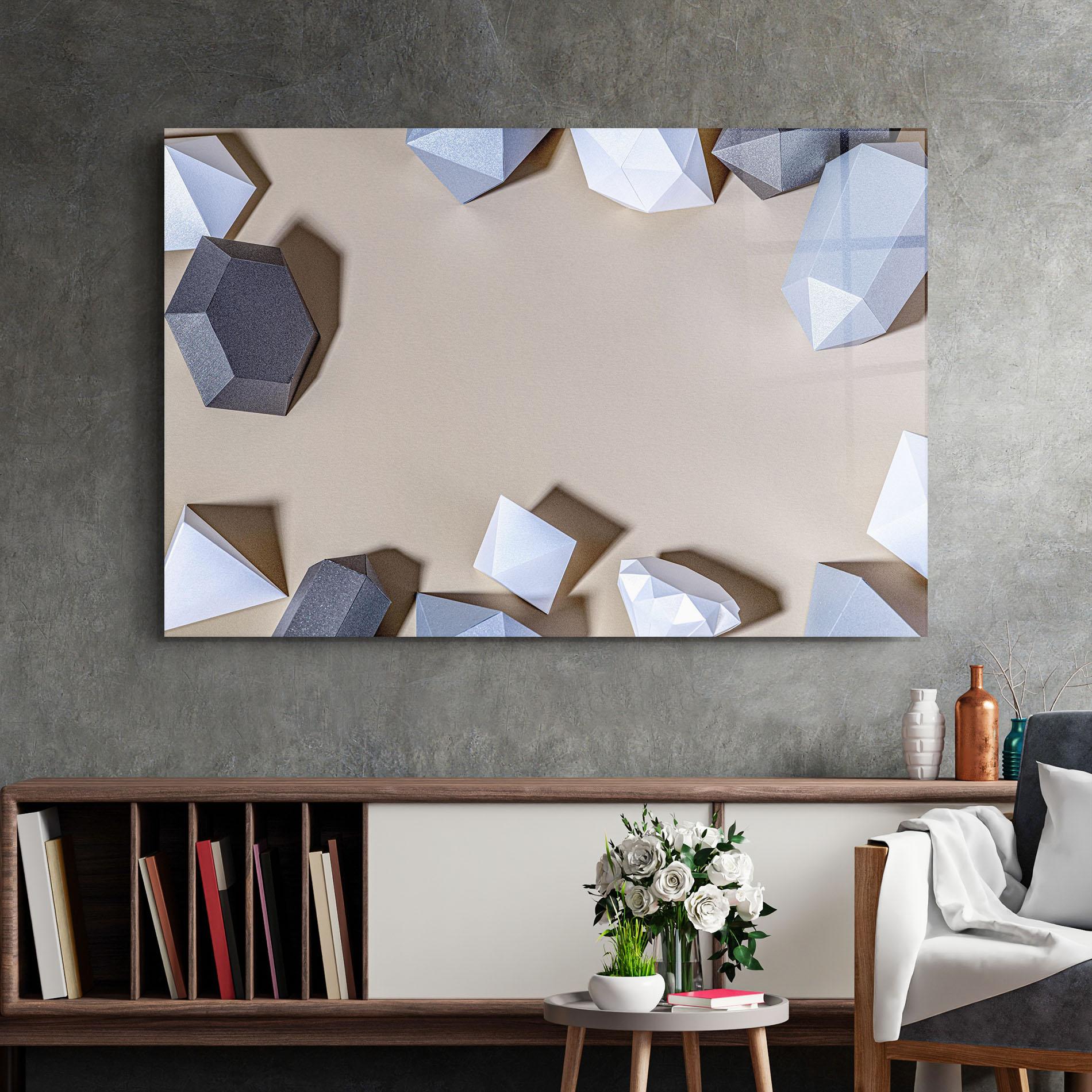 Üvegkép Geometric 3d Shapes mockup 2