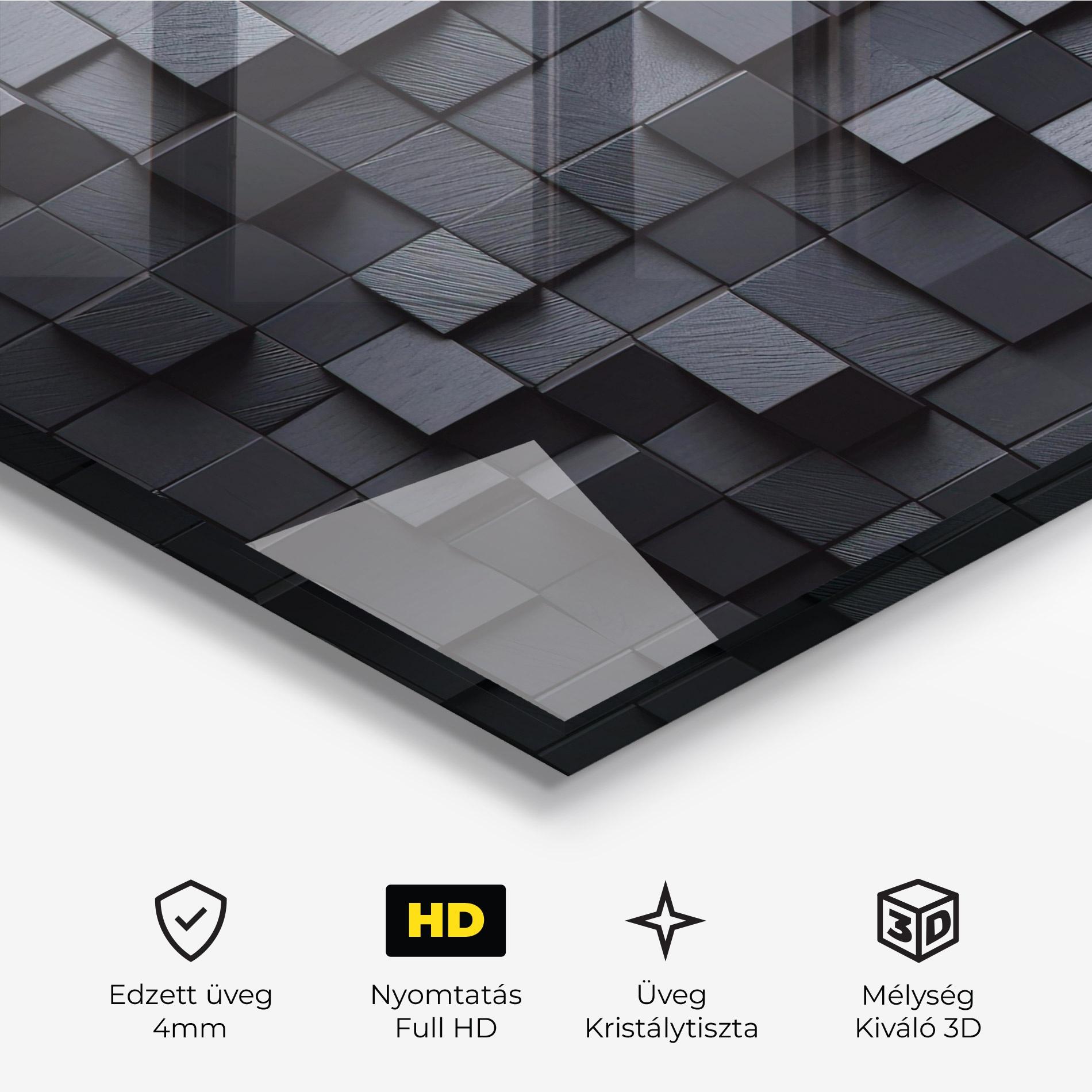Üvegkép Black Square Pattern mockup 3