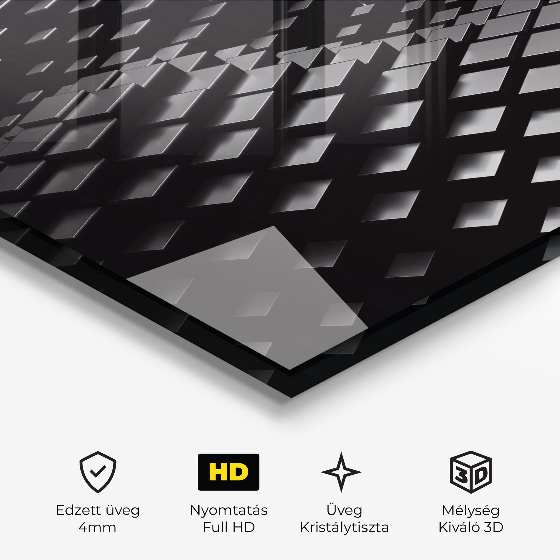 Üvegkép Black Square Wave mockup 3