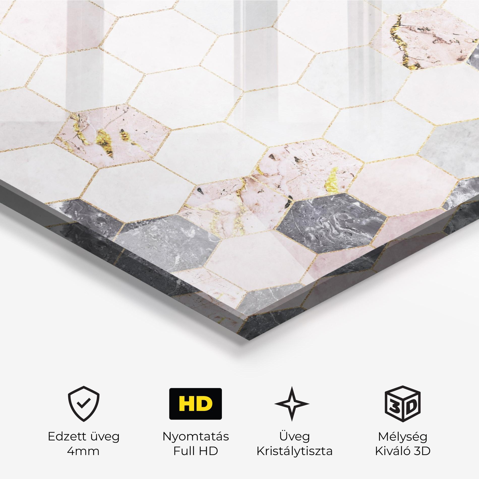 Üvegkép Grey Pink Hexagon mockup 3