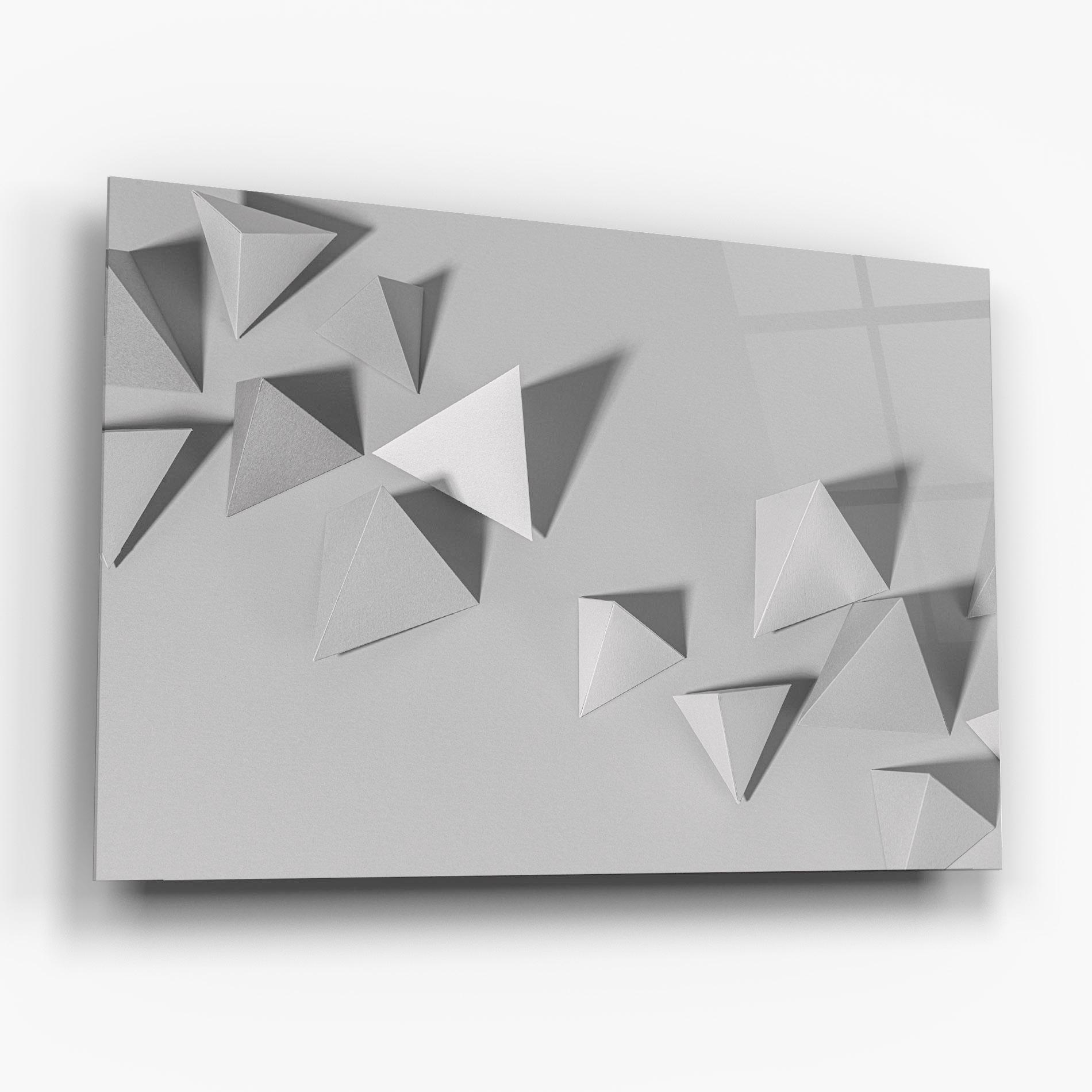 Üvegkép 3d White Triangle mockup 6