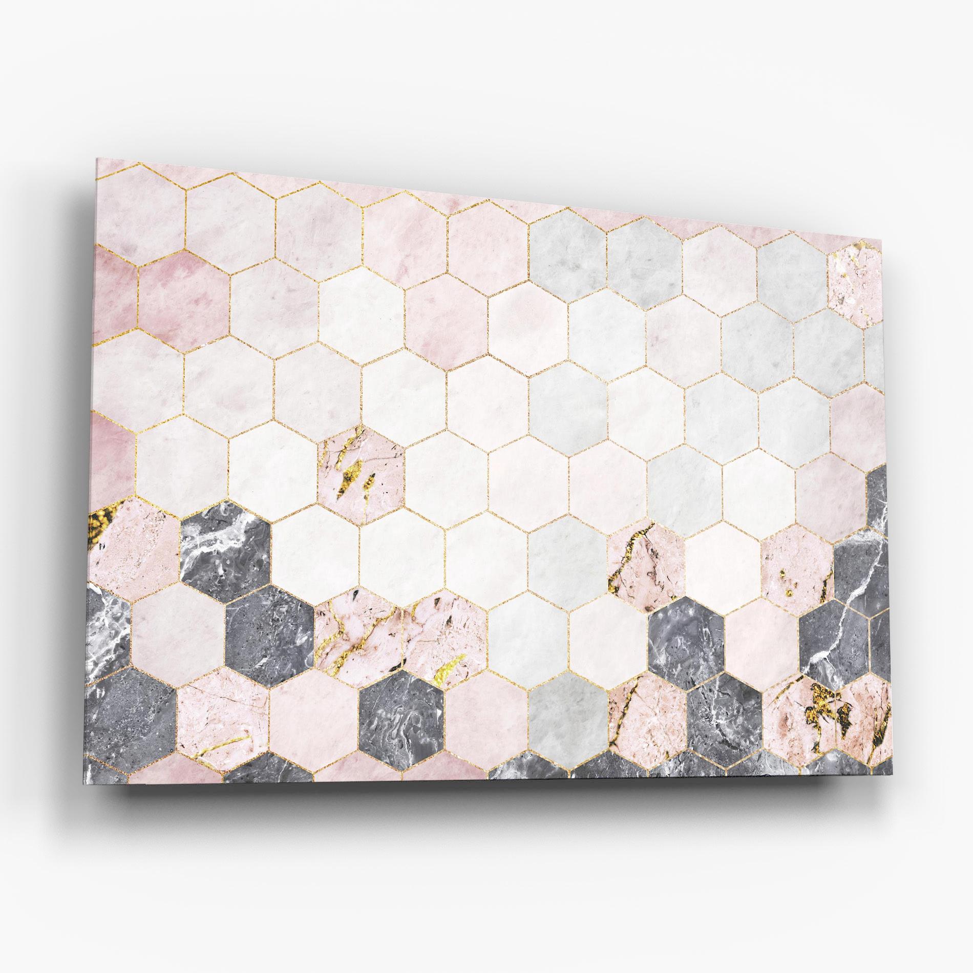 Üvegkép Grey Pink Hexagon mockup 6