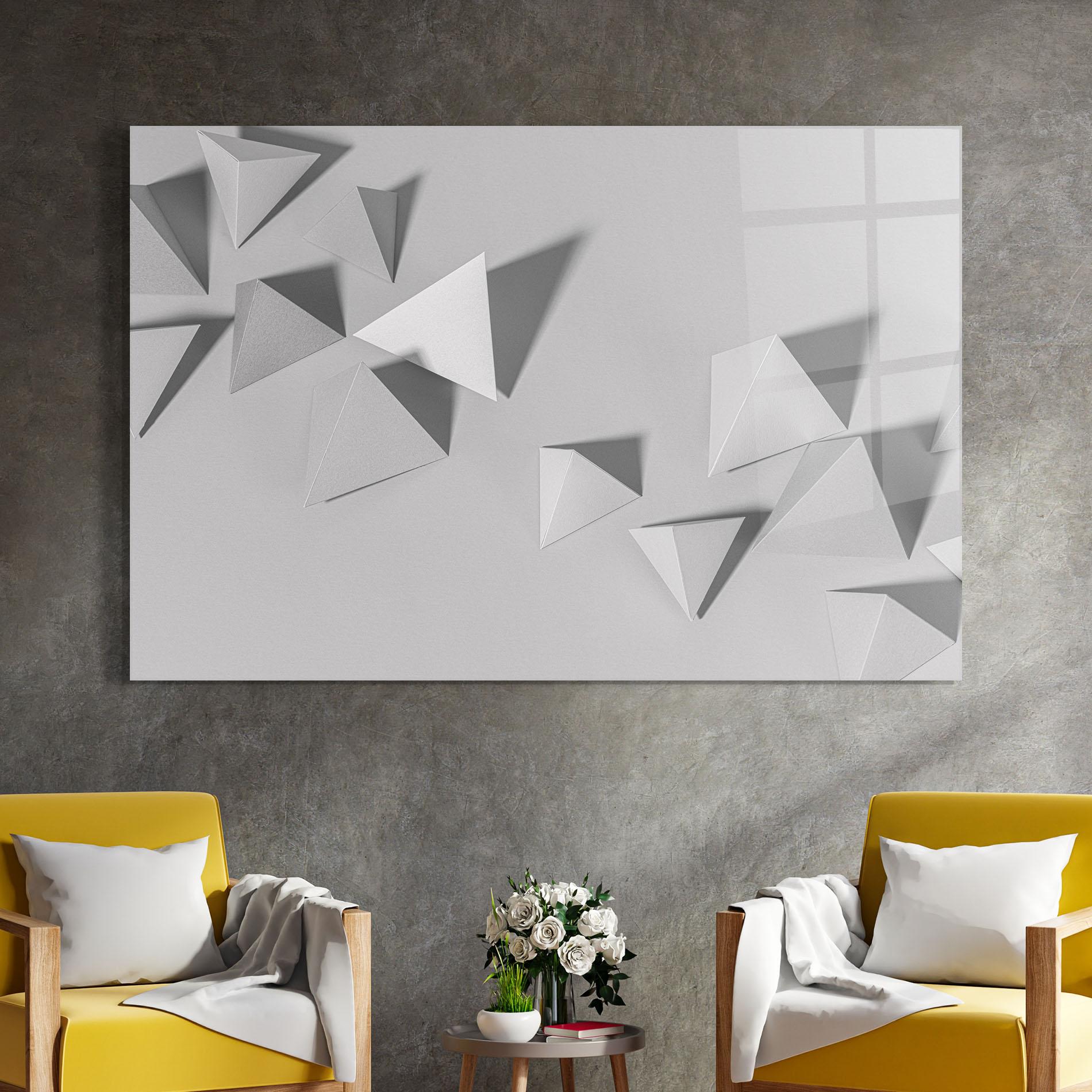 Üvegkép 3d White Triangle mockup 4