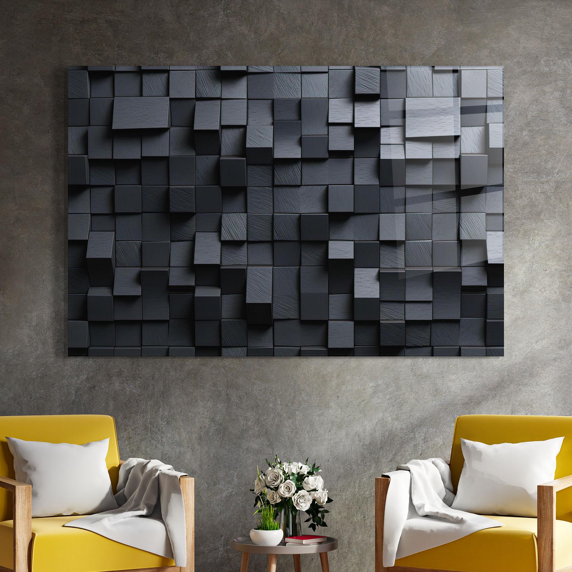 Üvegkép Black Square Pattern mockup 4