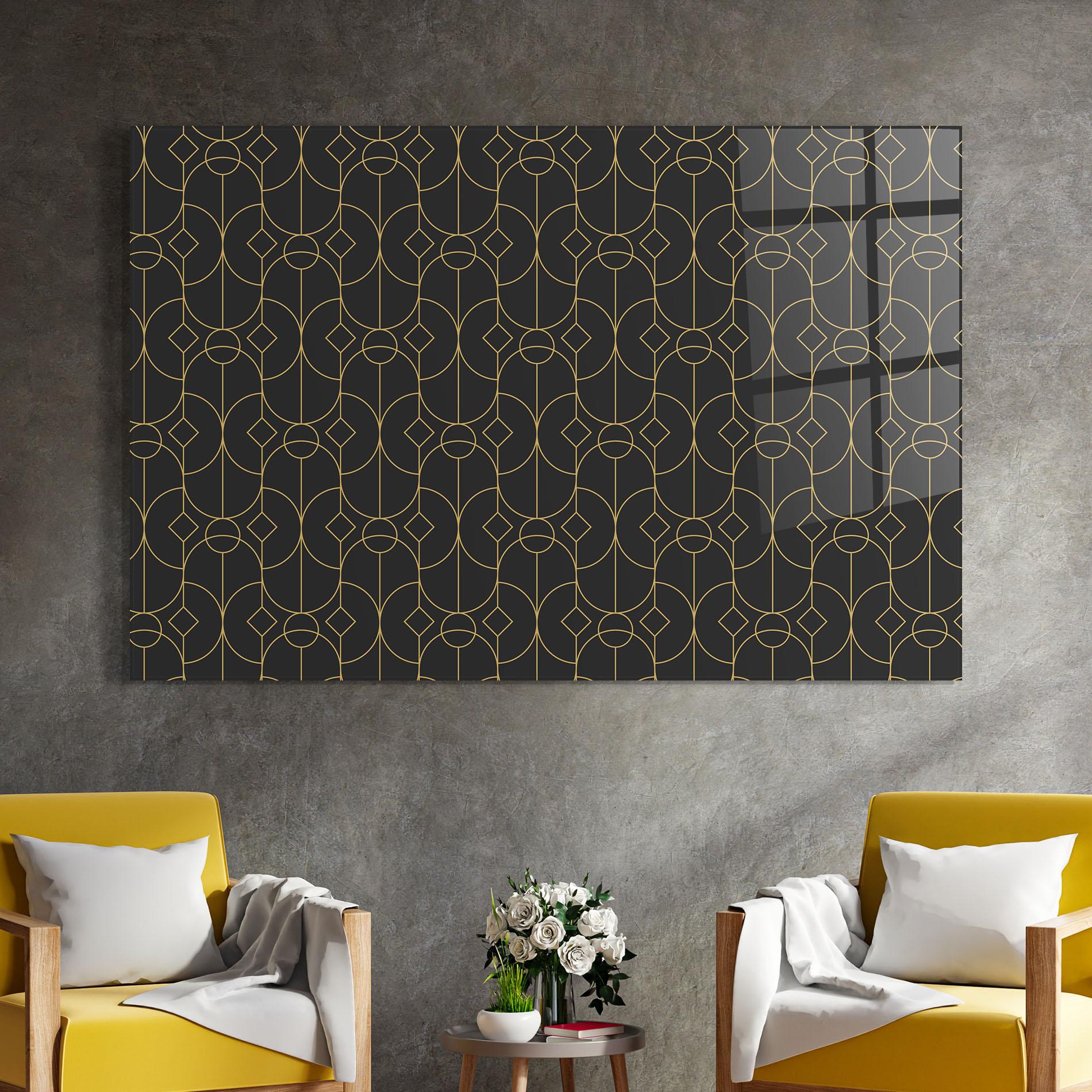 Üvegkép Gold Geometric mockup 4