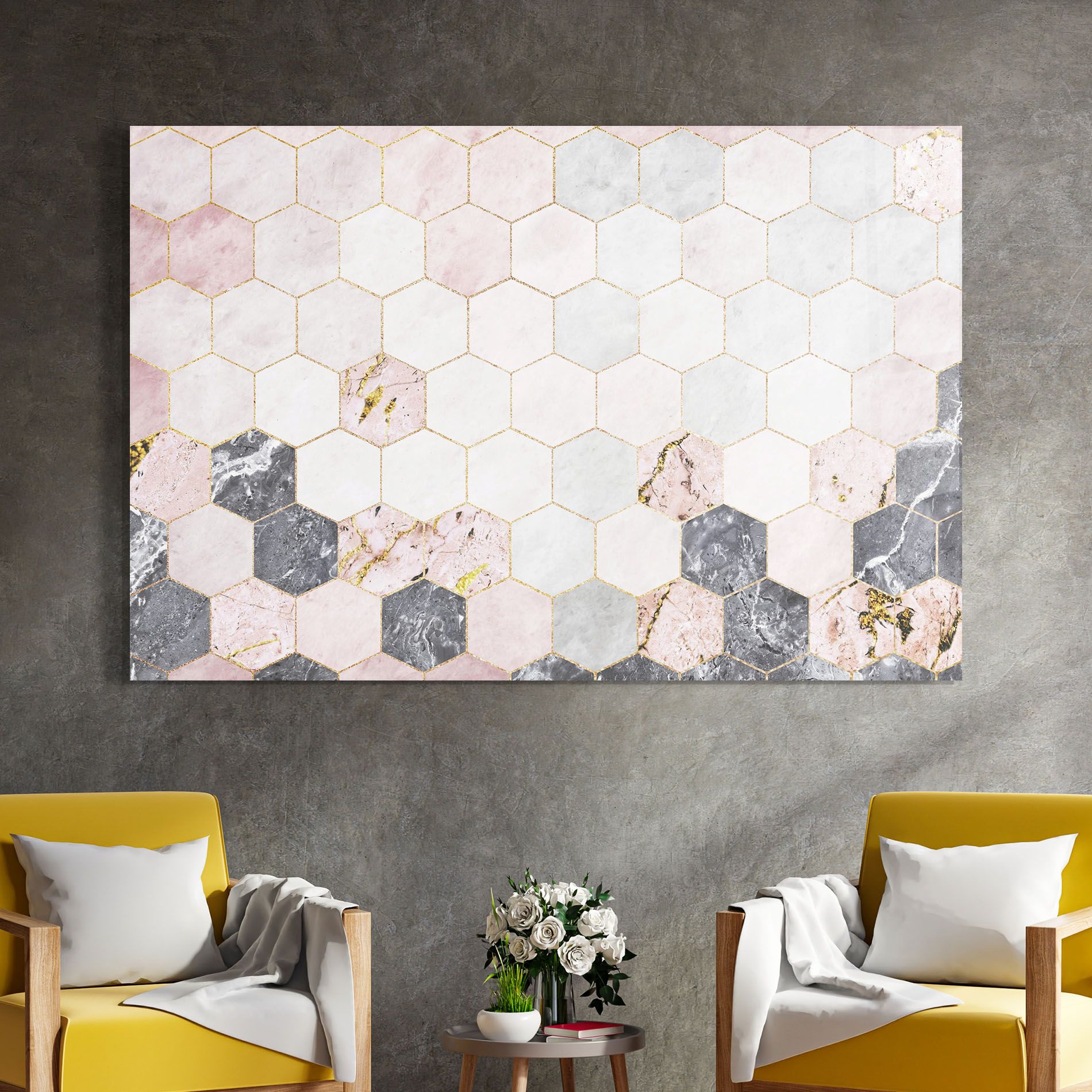 Grey Pink Hexagon mockup 4