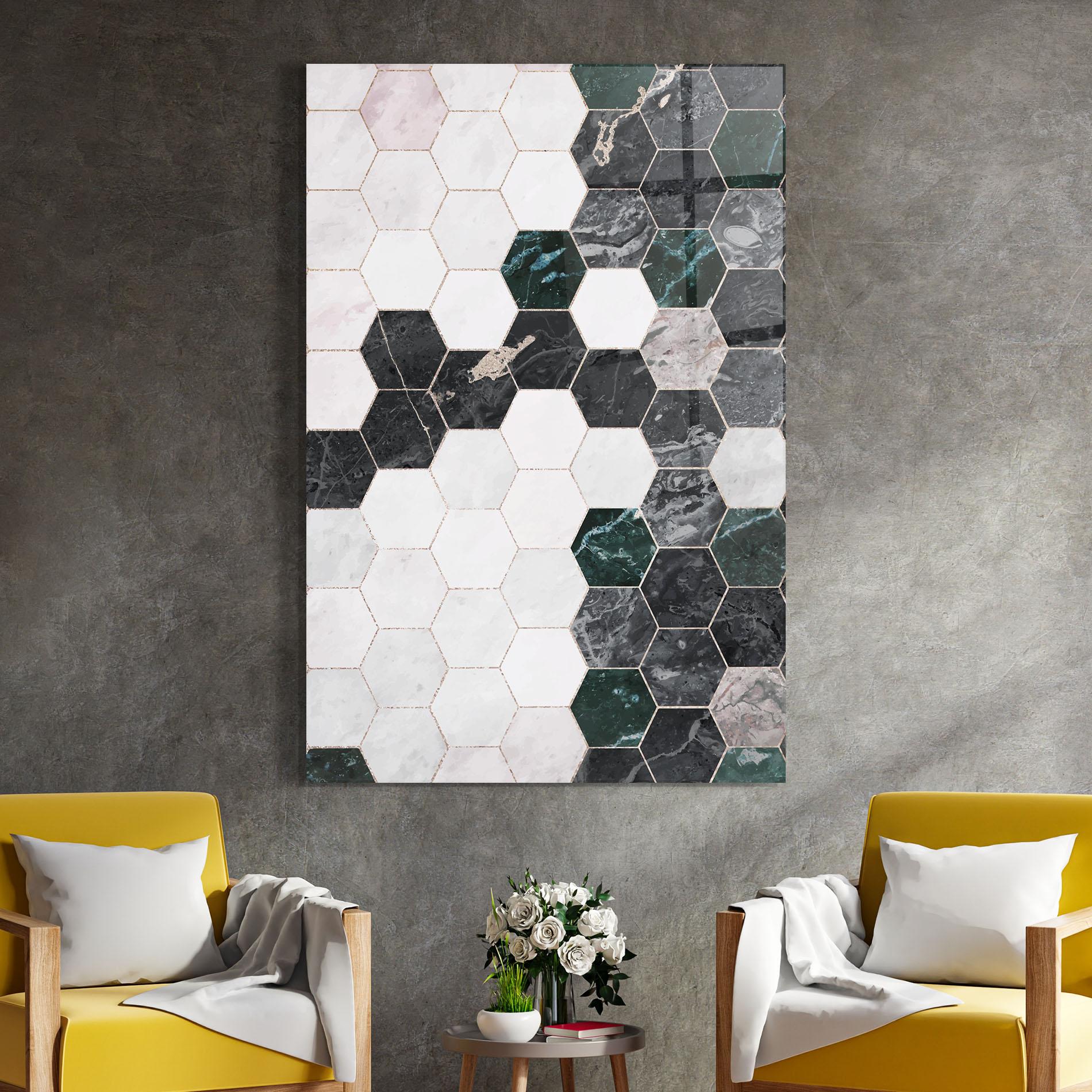 Üvegkép Green Hexagon mockup 4