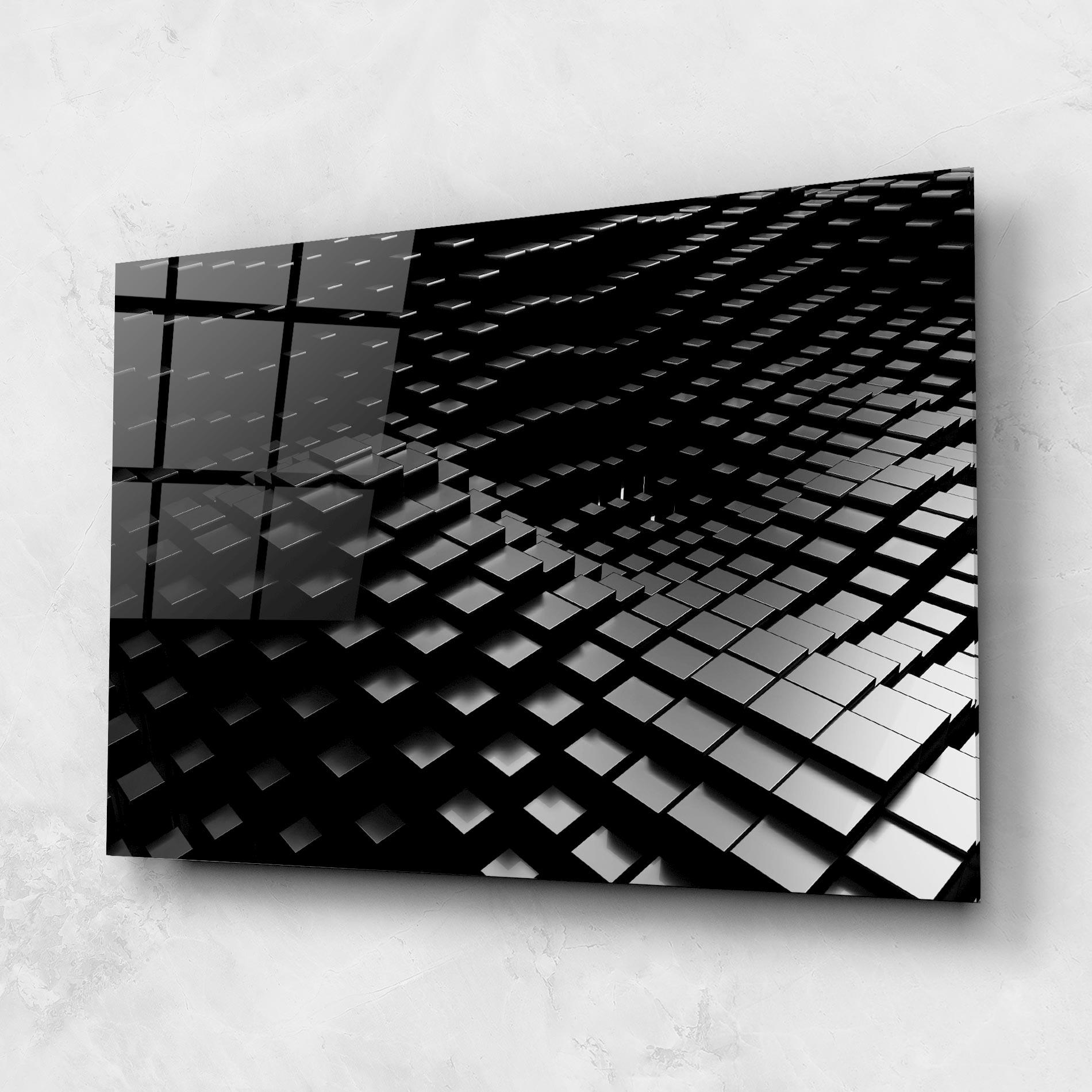 Üvegkép Black Square Wave mockup 1