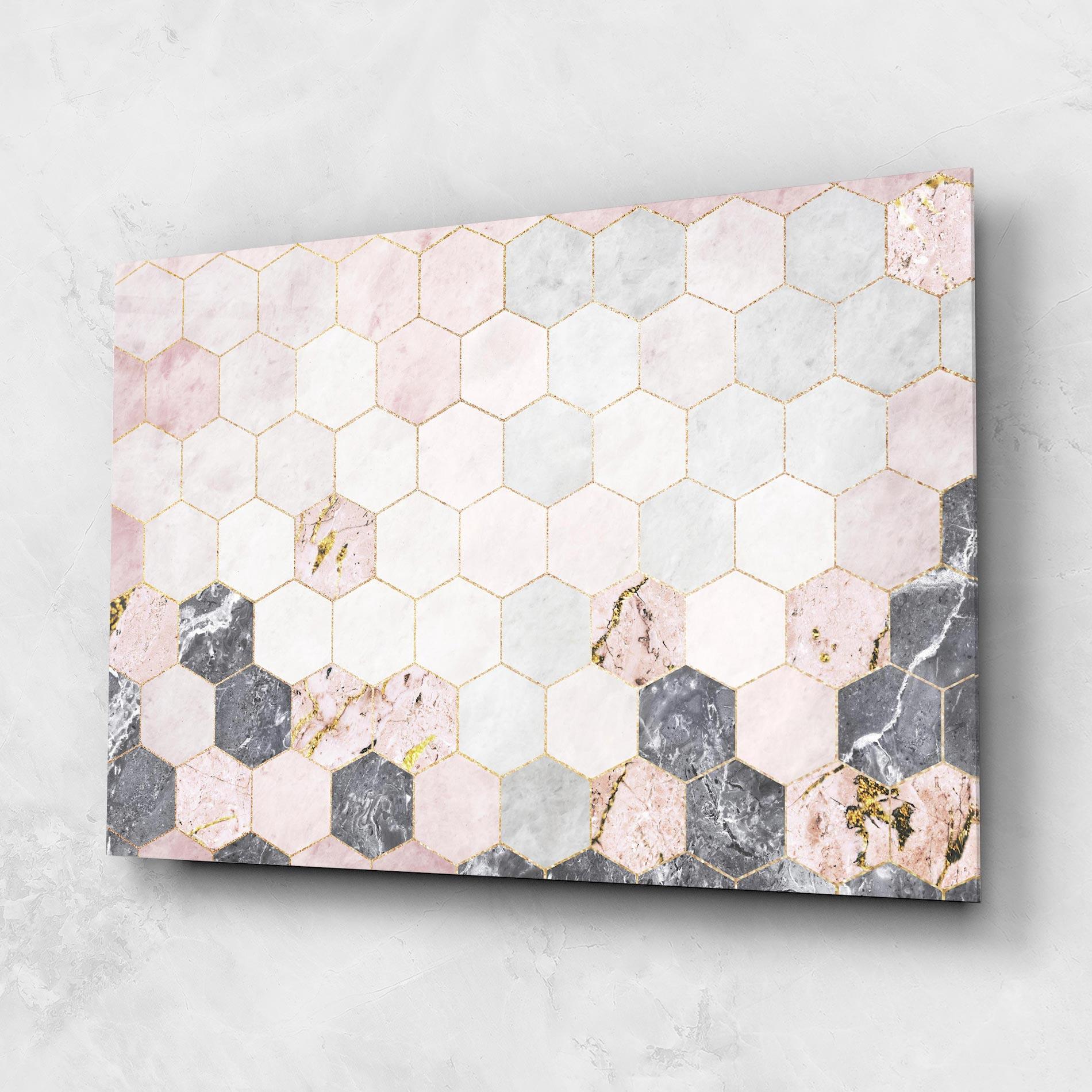 Üvegkép Grey Pink Hexagon mockup 1