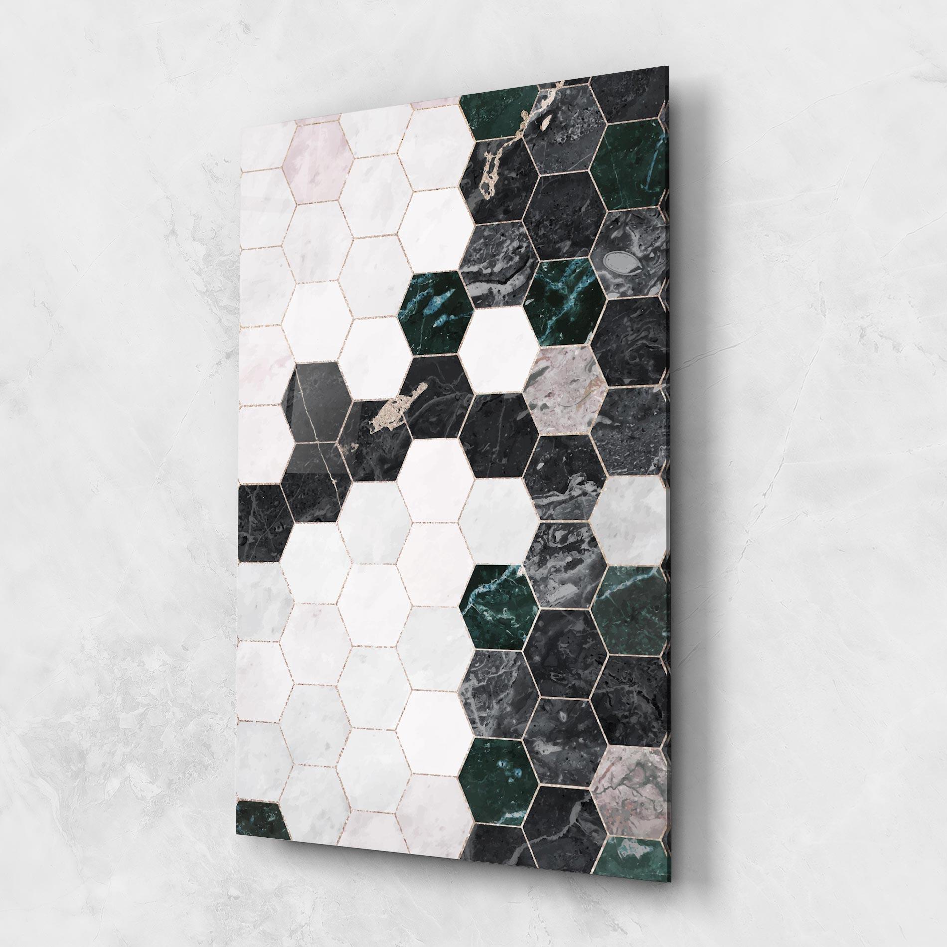 Üvegkép Green Hexagon mockup 1