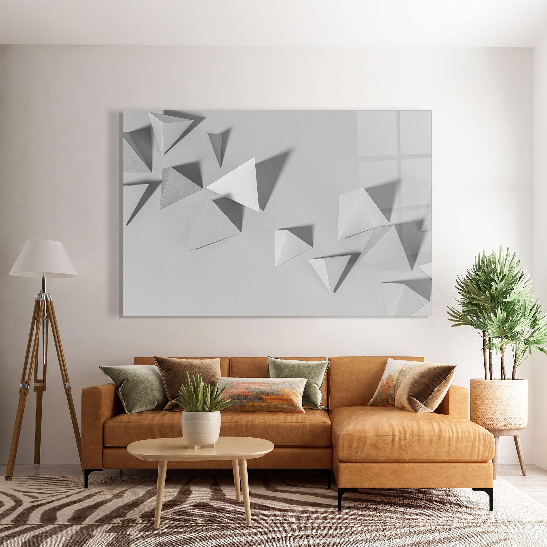 Üvegkép 3d White Triangle mockup 7