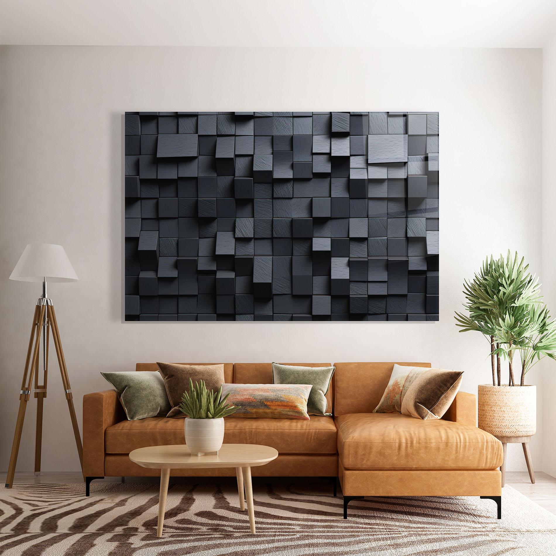 Üvegkép Black Square Pattern mockup 7