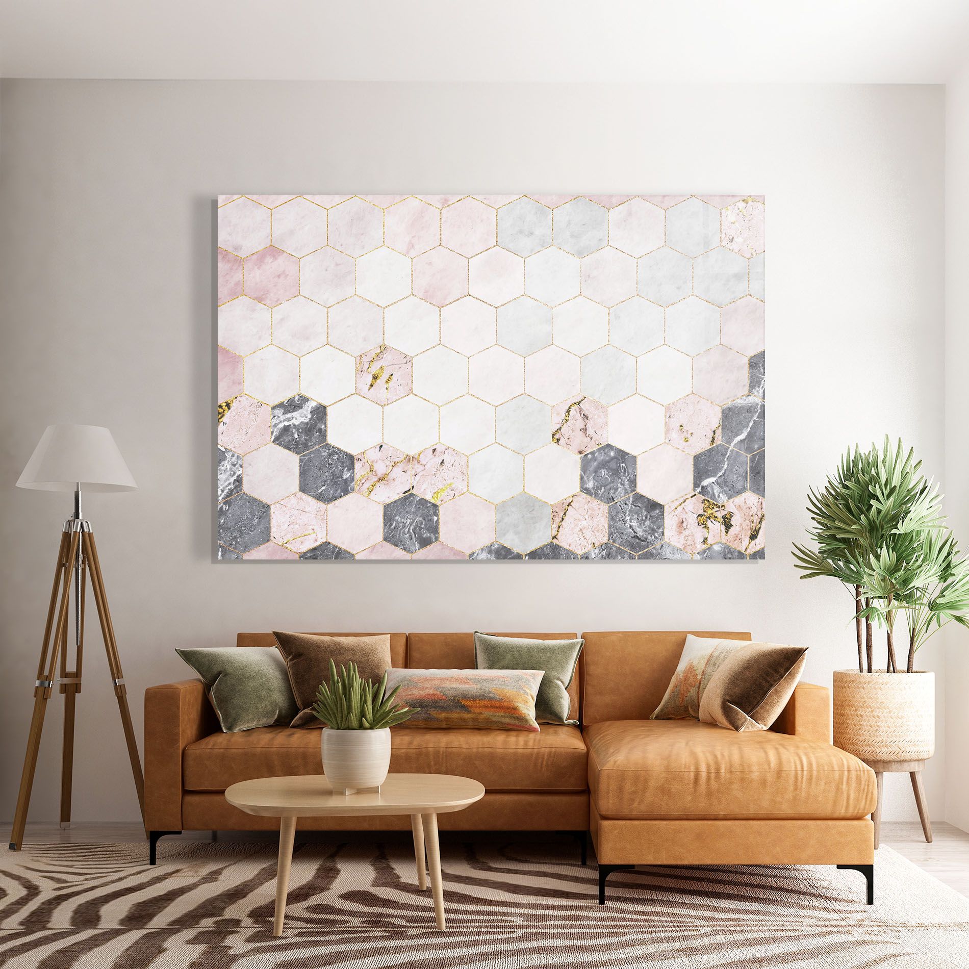 Grey Pink Hexagon mockup 7