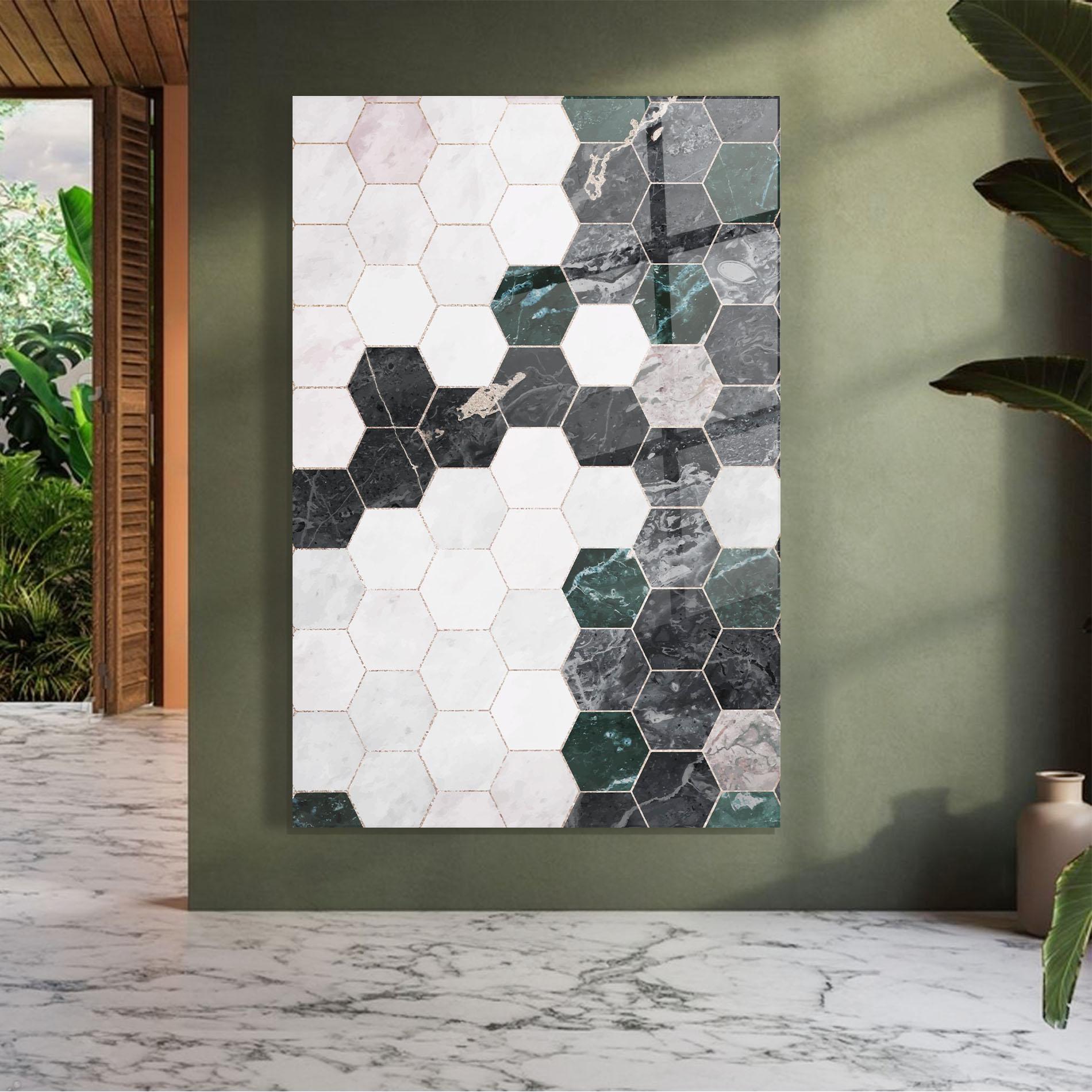 Üvegkép Green Hexagon mockup 7