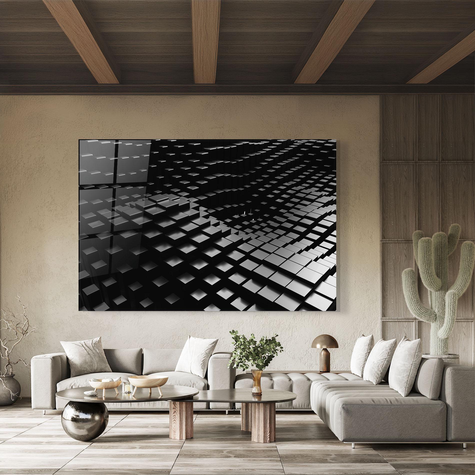 Üvegkép Black Square Wave mockup 8