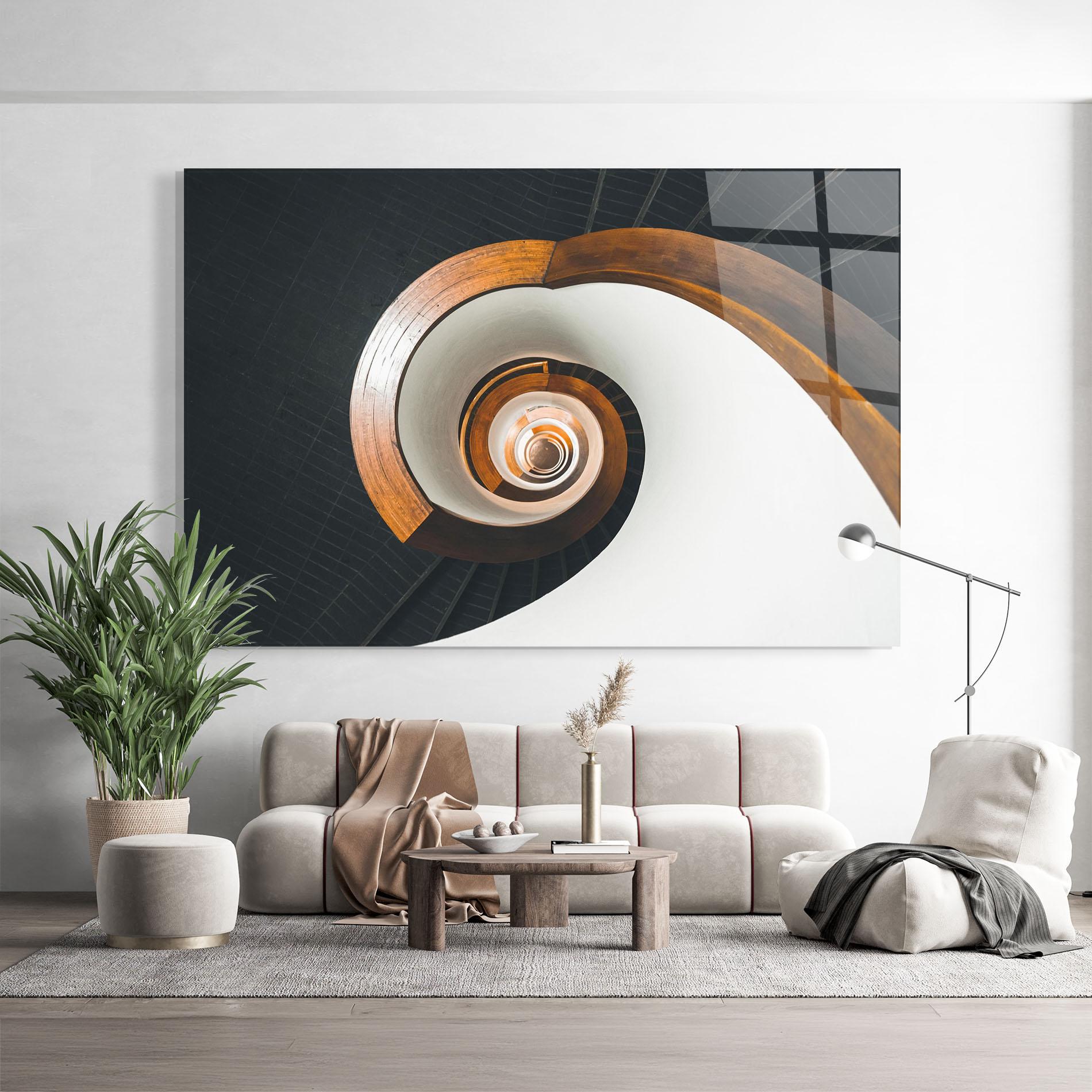 Üvegkép Black Spiral Stairs mockup 9