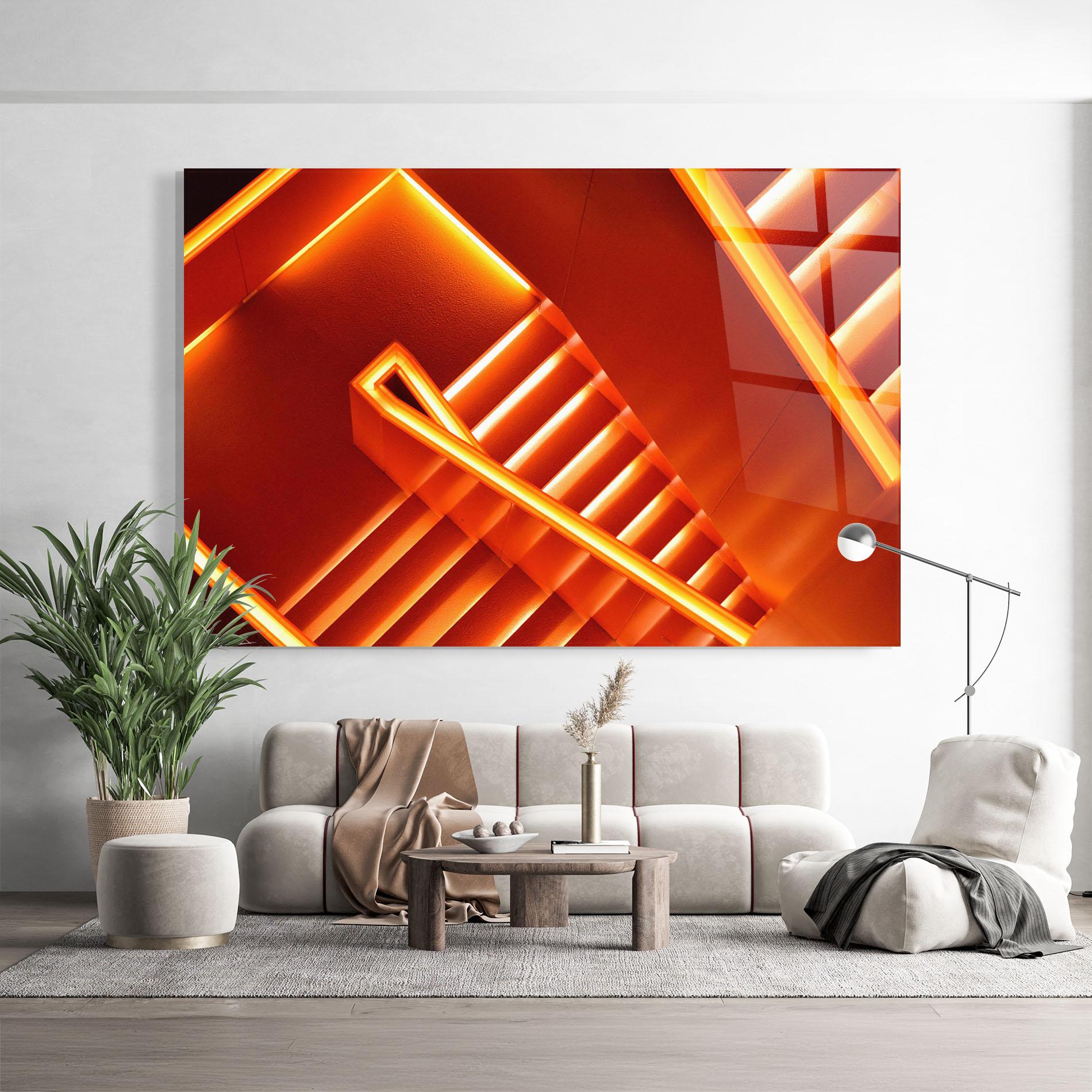 Üvegkép Orange Stairs mockup 9