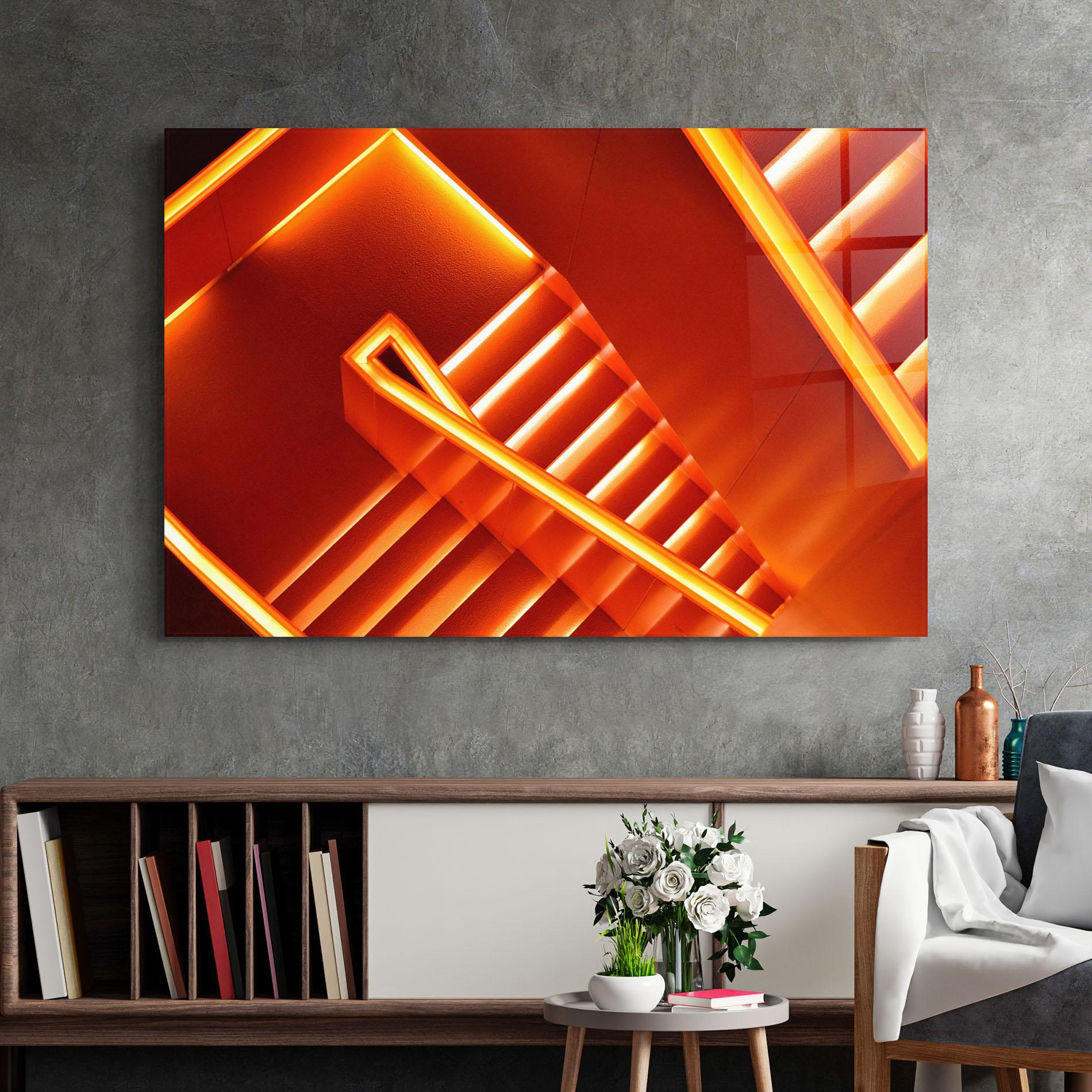 Üvegkép Orange Stairs mockup 2