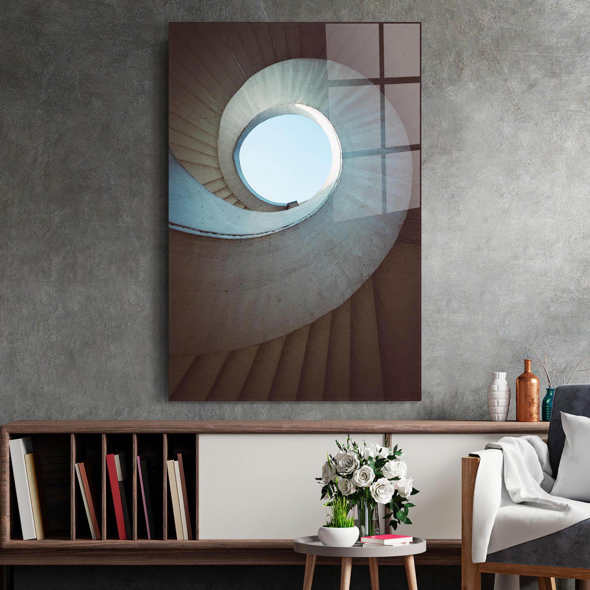 Üvegkép Spiral Cream Stairs mockup 2