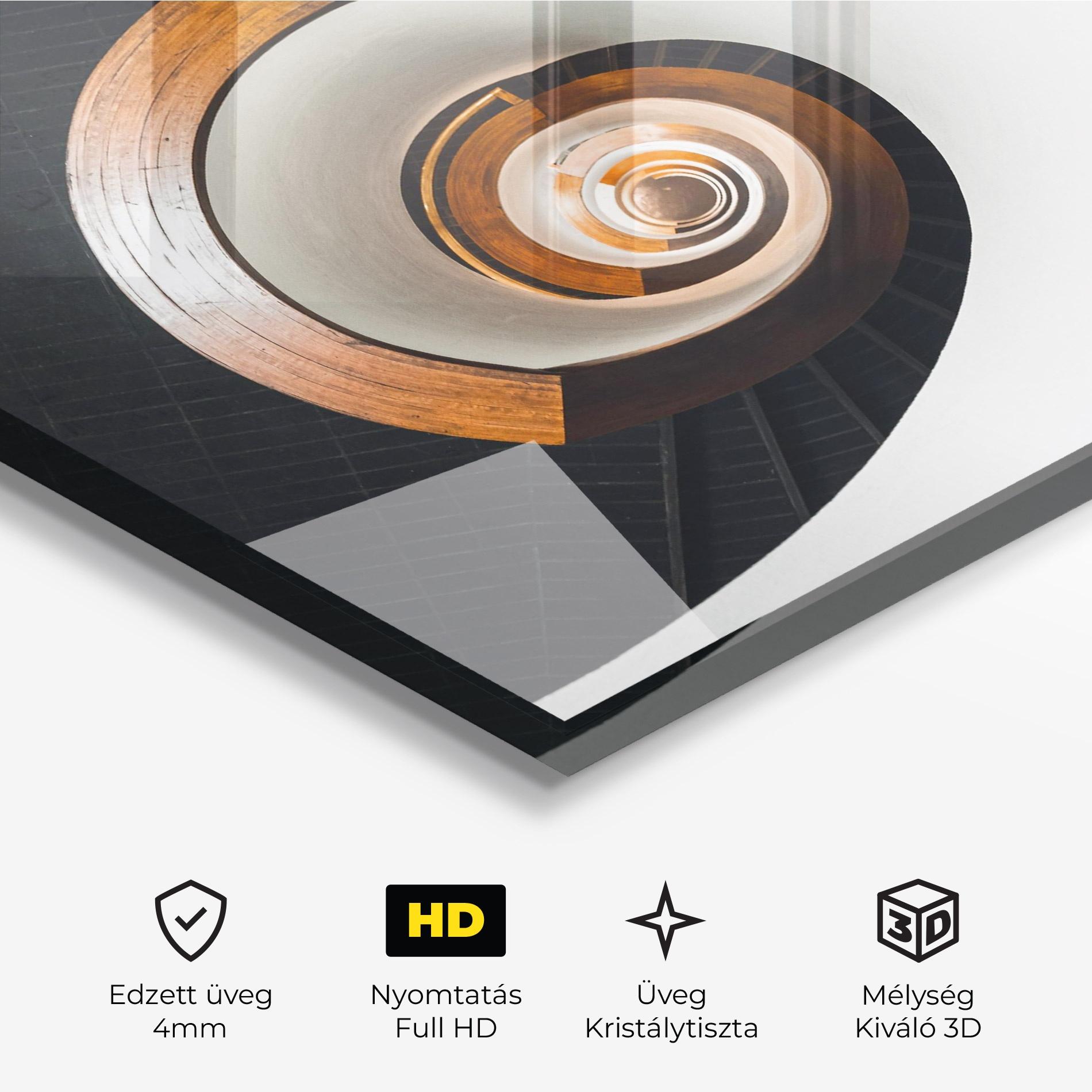 Üvegkép Black Spiral Stairs mockup 3