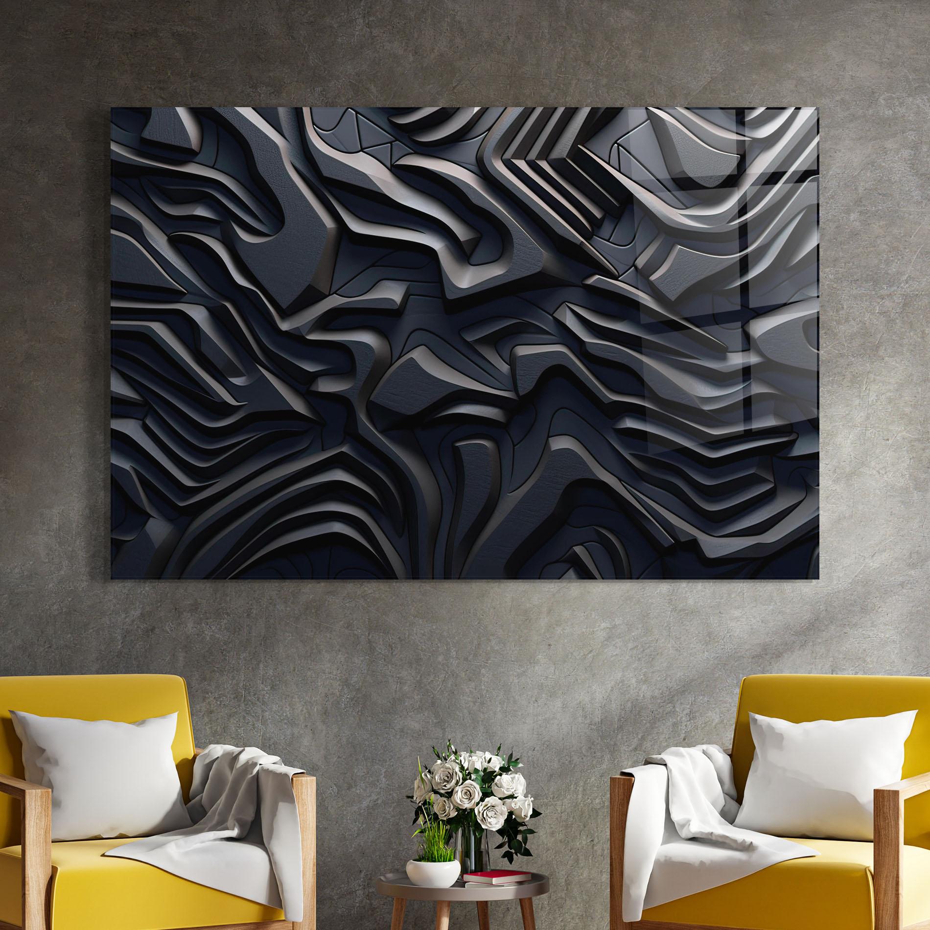 Üvegkép Black 3d Lines mockup 4