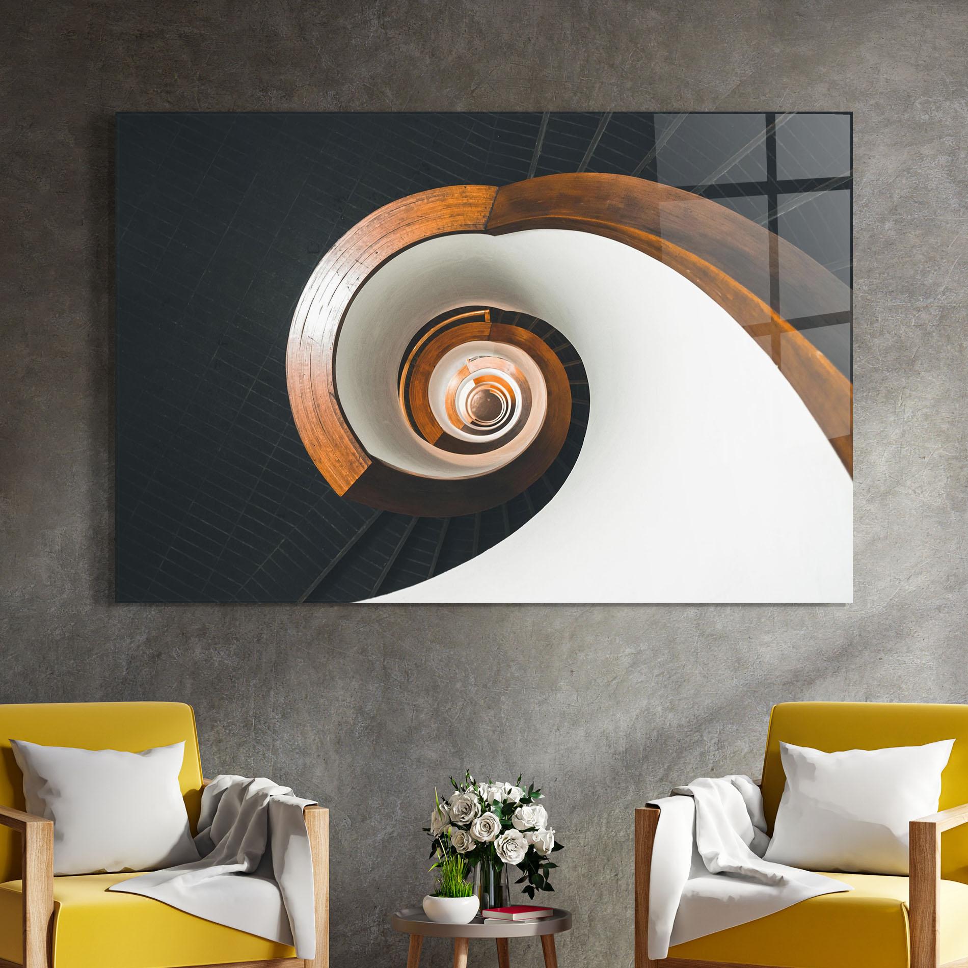 Üvegkép Black Spiral Stairs mockup 4