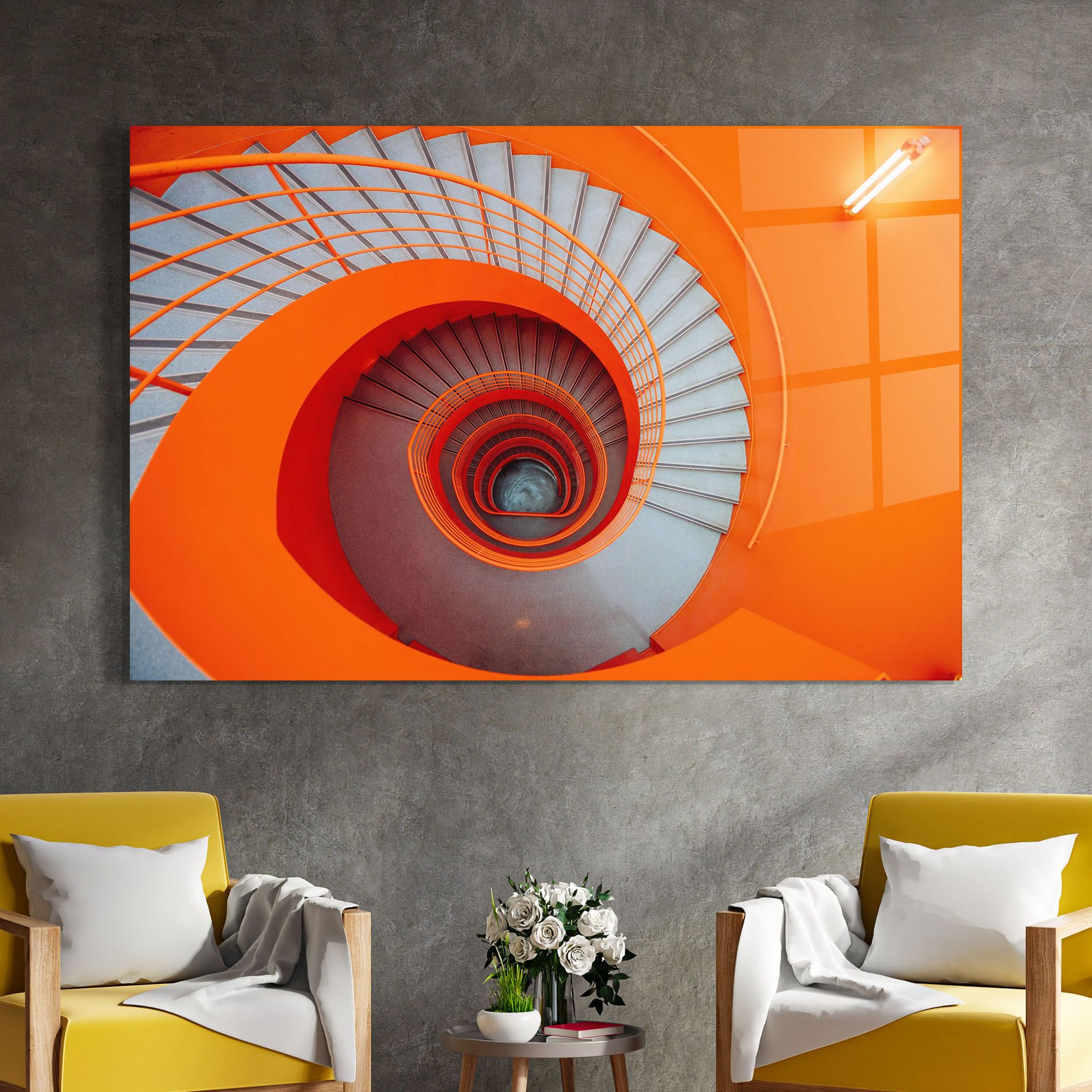 Grey Orange Stairs mockup 4