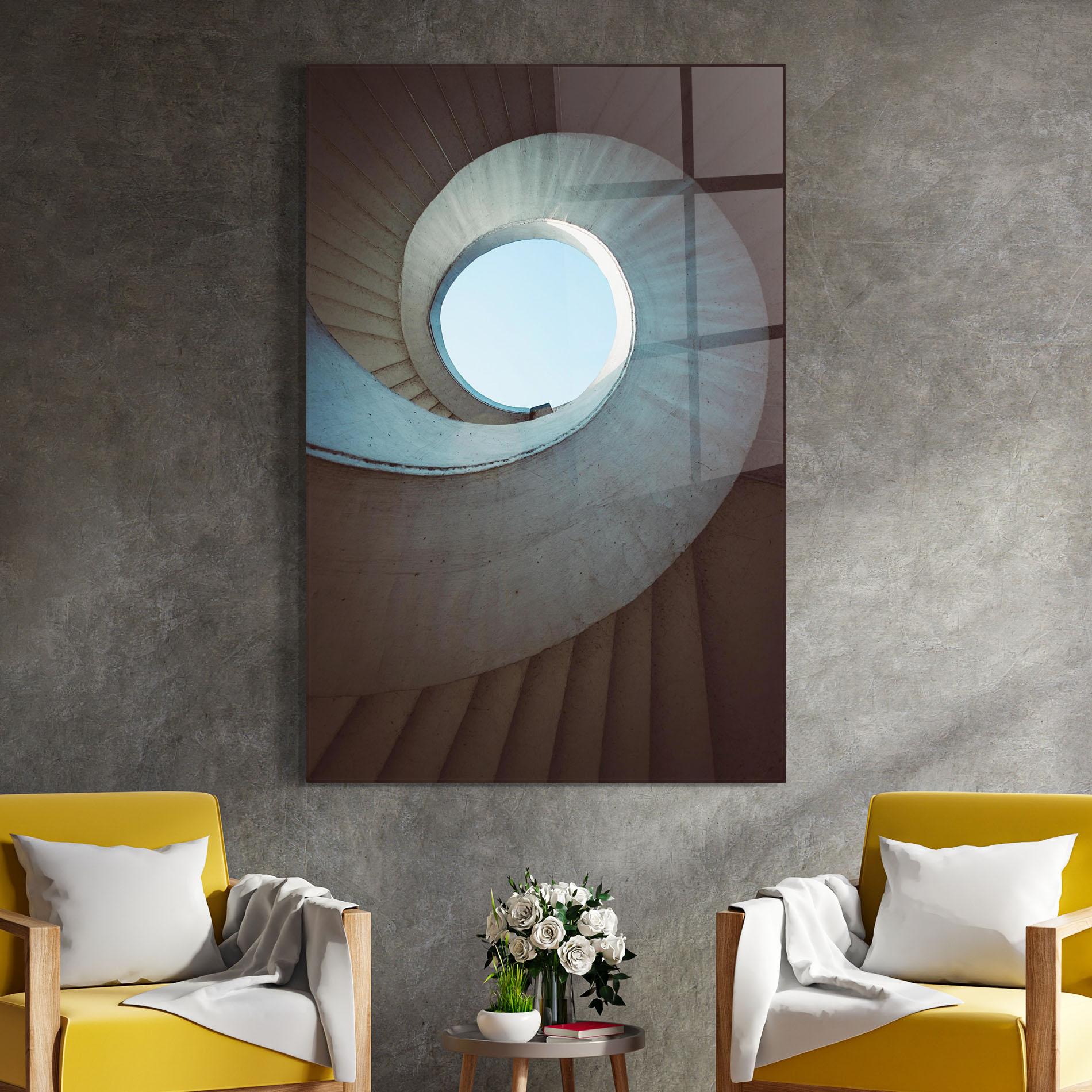 Üvegkép Spiral Cream Stairs mockup 4