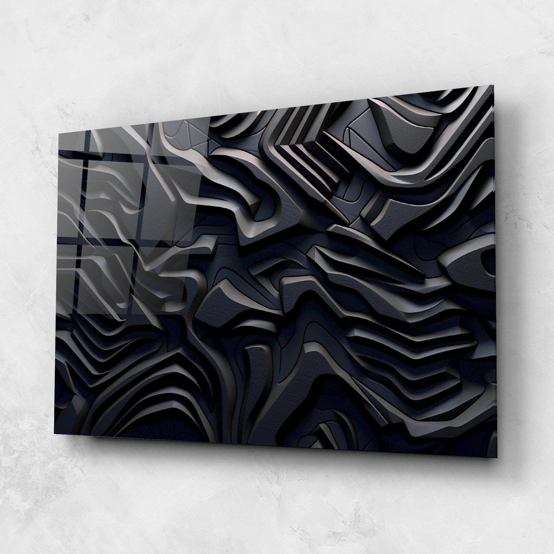 Üvegkép Black 3d Lines mockup 1