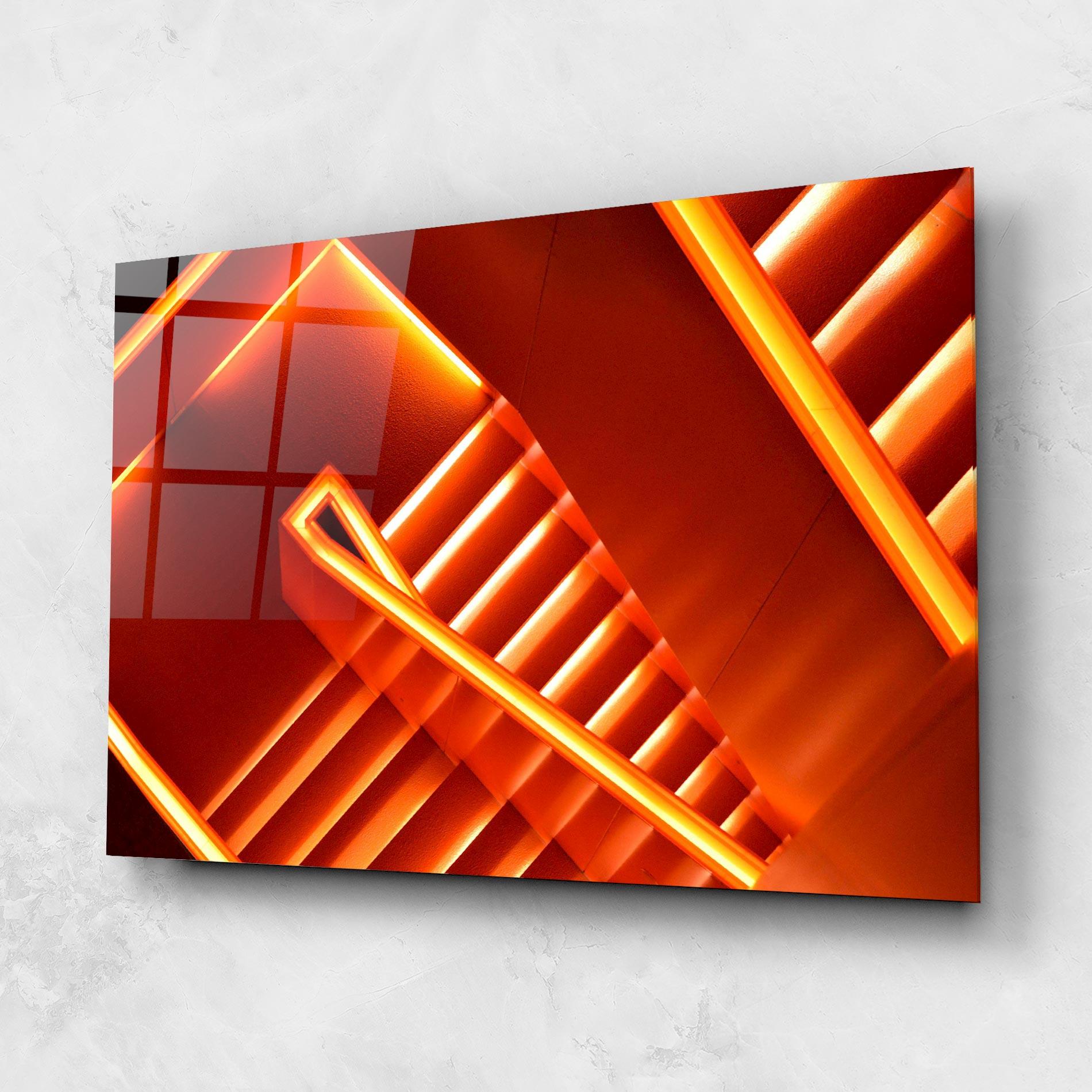 Üvegkép Orange Stairs mockup 1