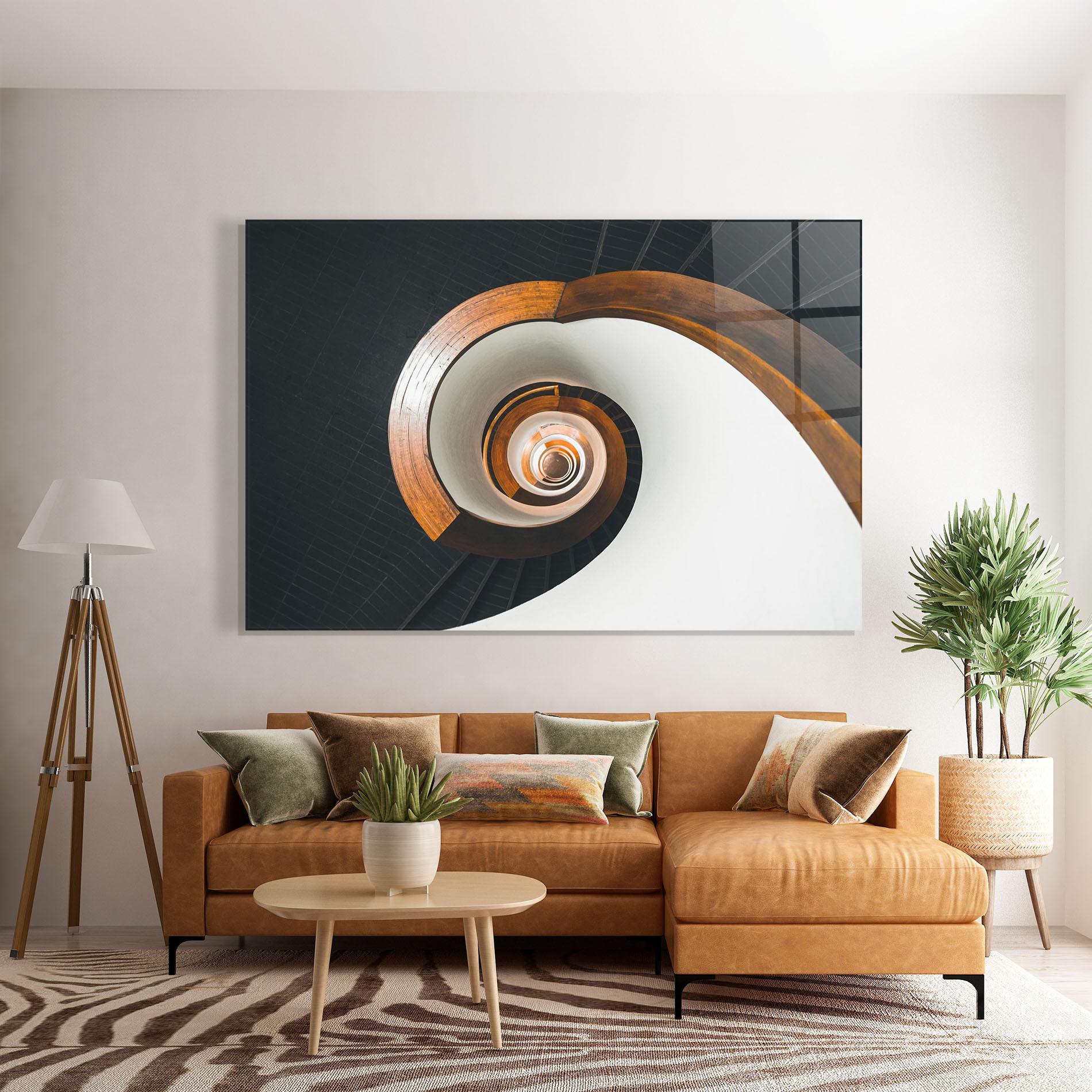 Üvegkép Black Spiral Stairs mockup 7