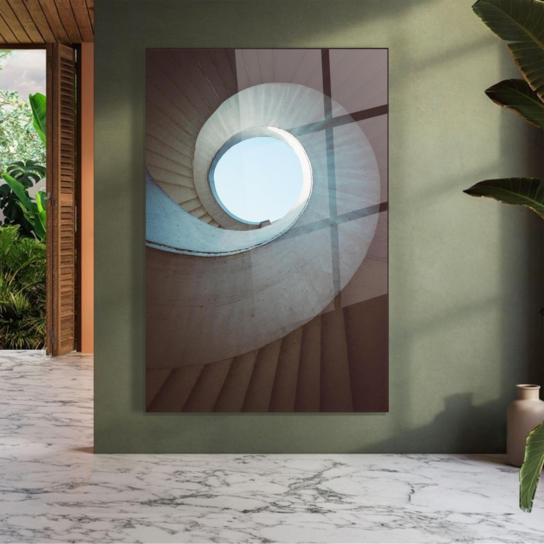 Üvegkép Spiral Cream Stairs mockup 7