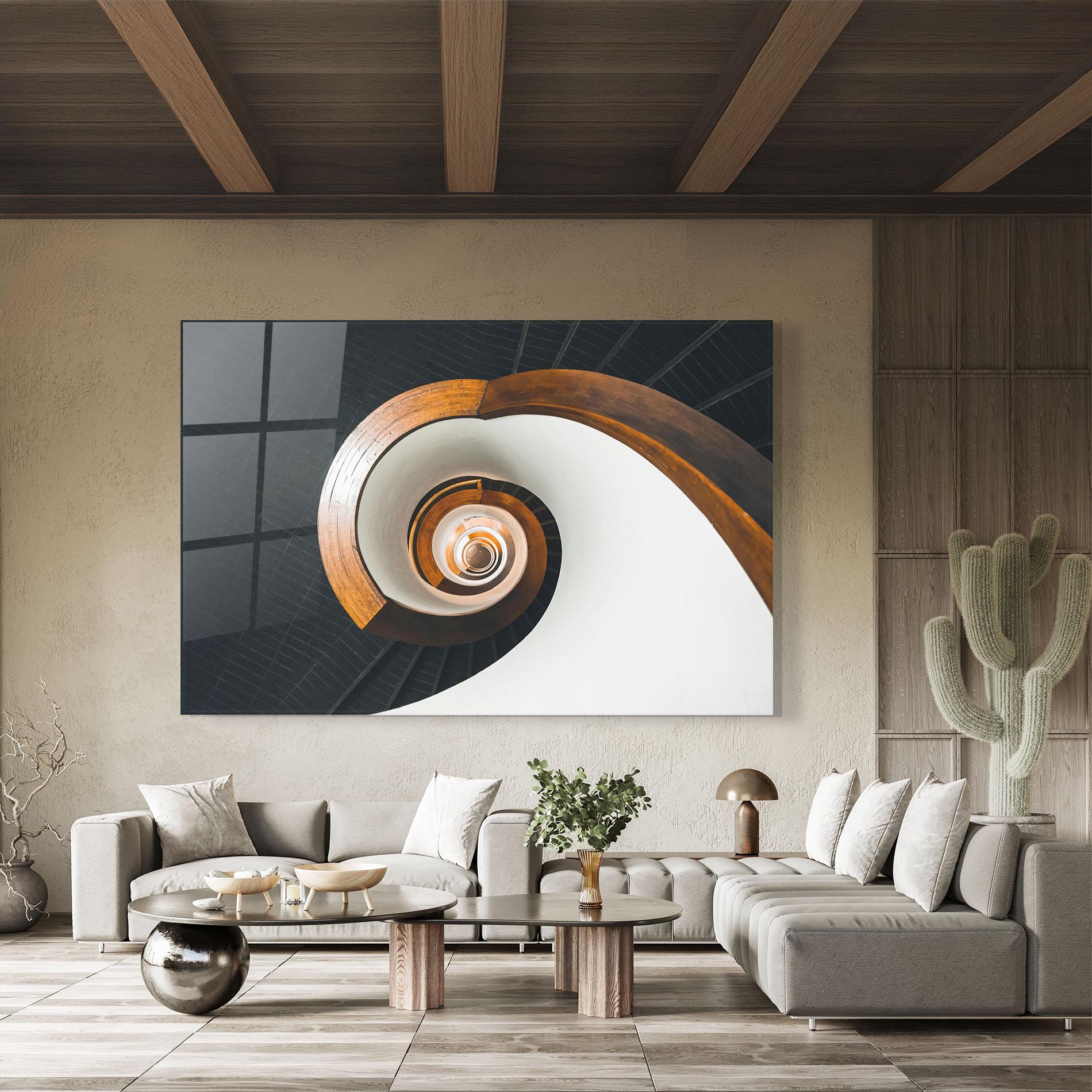 Üvegkép Black Spiral Stairs mockup 8