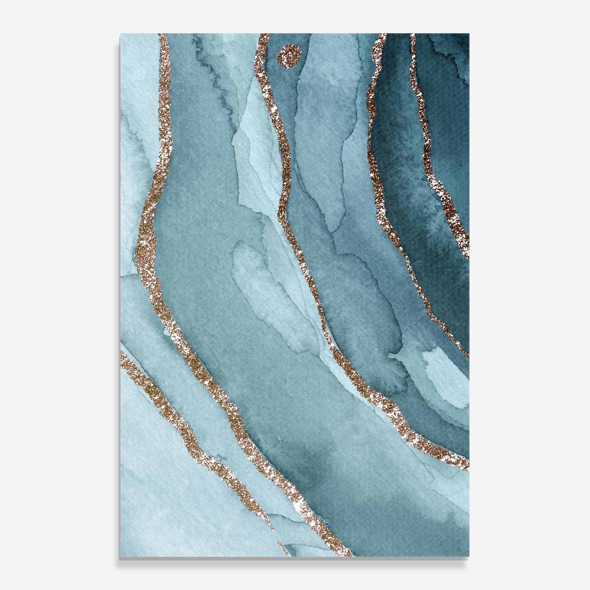 Üvegkép Blue Golden Glitter mockup 0
