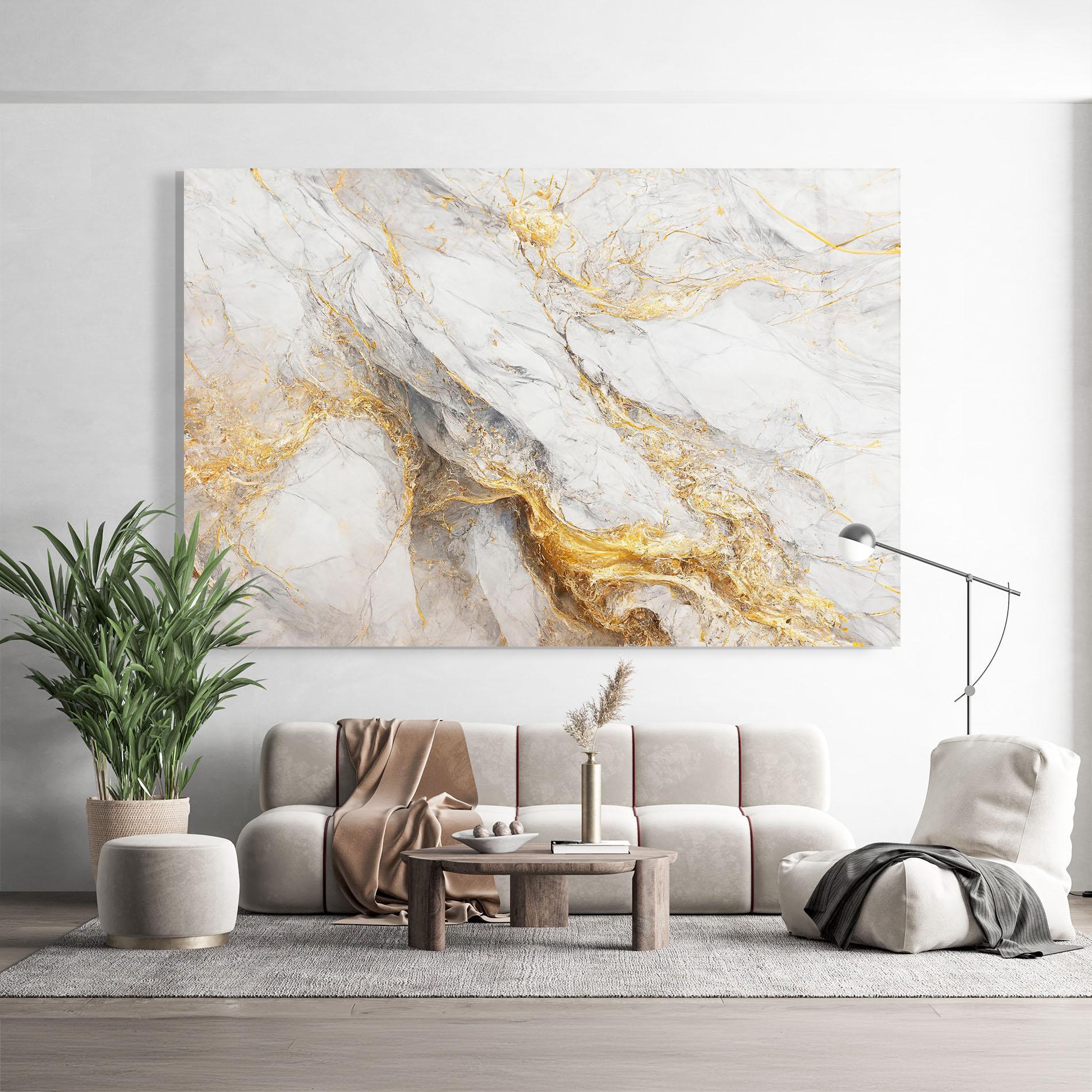Üvegkép Gold Liquid Grey Marble mockup 9