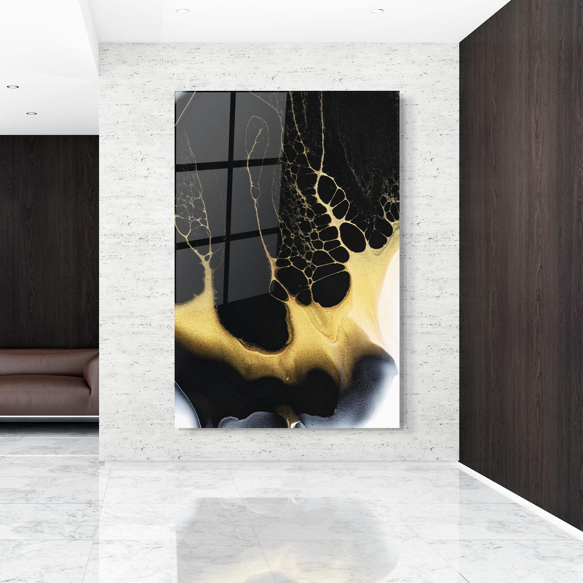 Üvegkép Black Golden Marble mockup 9