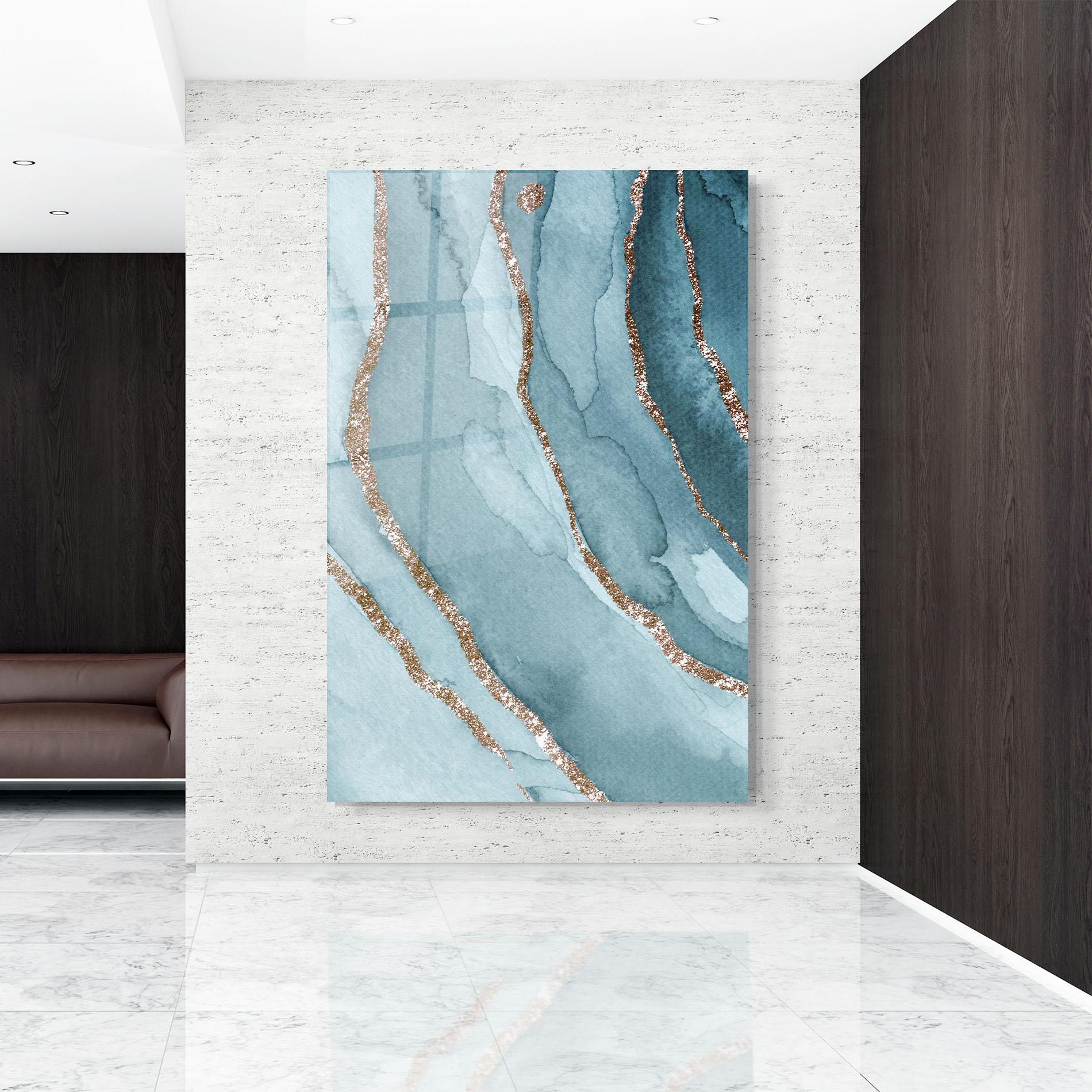 Üvegkép Blue Golden Glitter mockup 9
