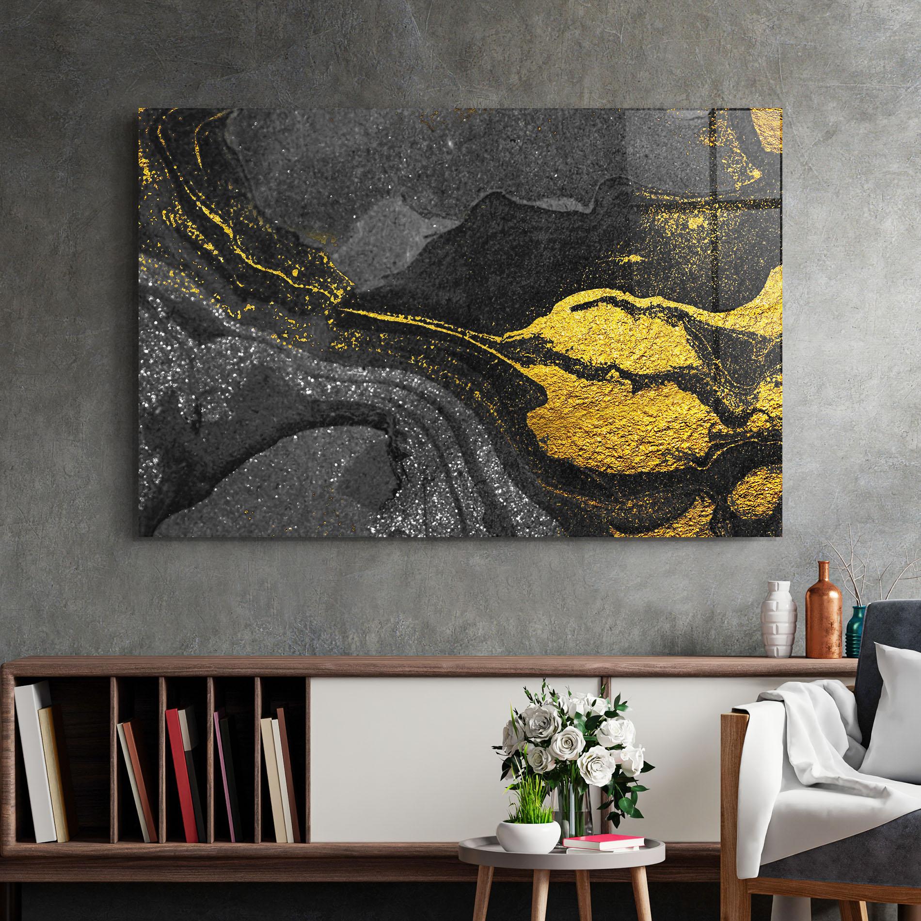 Üvegkép Black And Gold Texture mockup 2