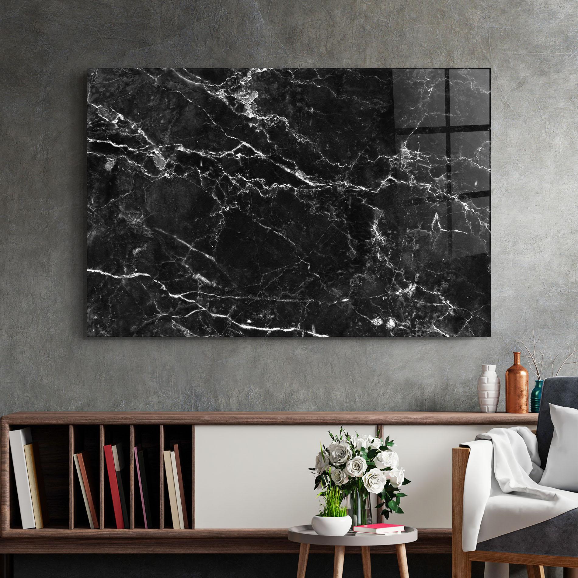 Üvegkép Black White Marble mockup 2