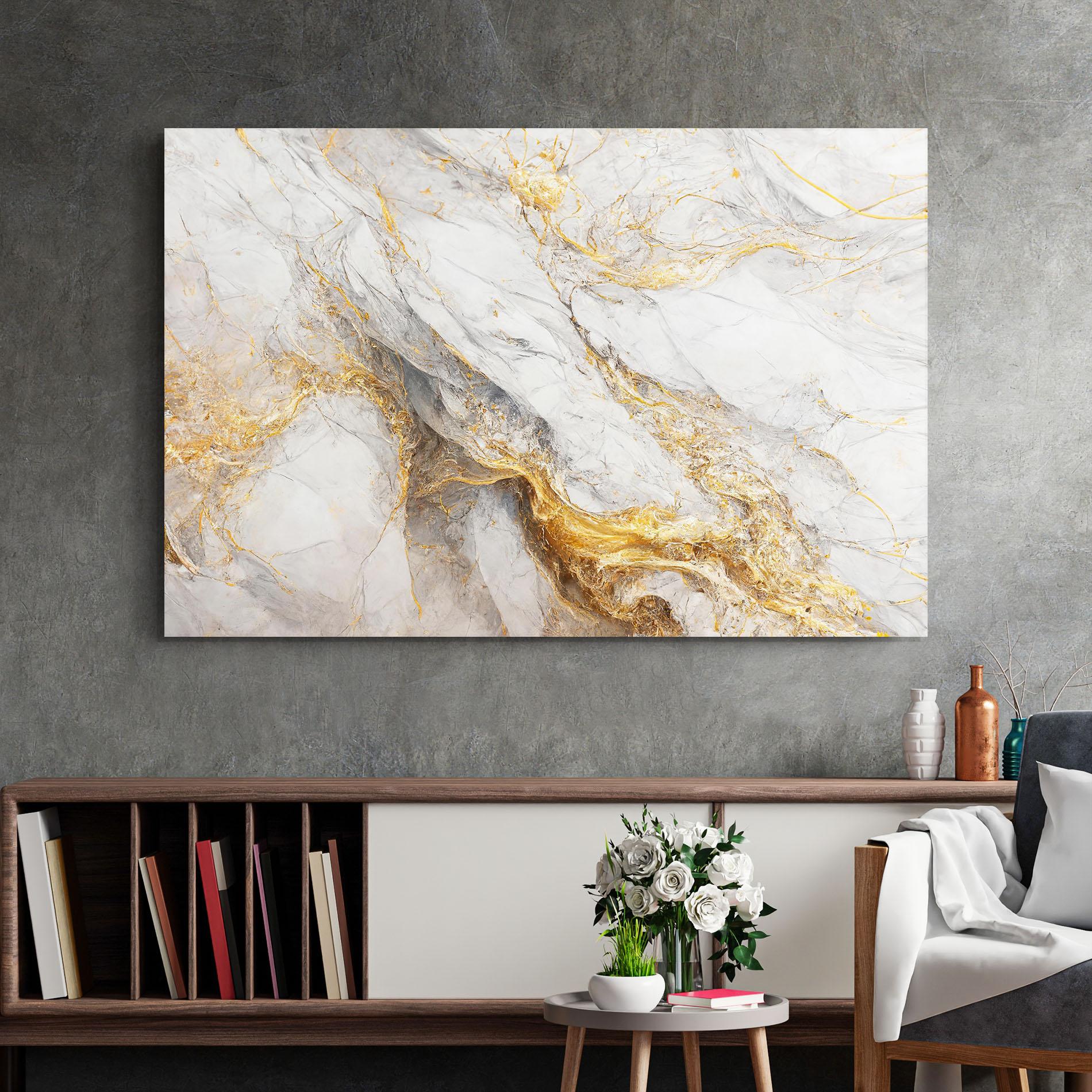 Üvegkép Gold Liquid Grey Marble mockup 2