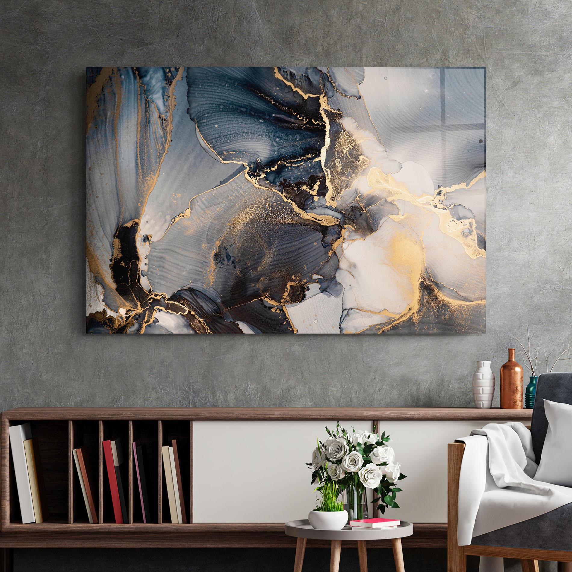 Üvegkép Golden Abstract Marble mockup 2