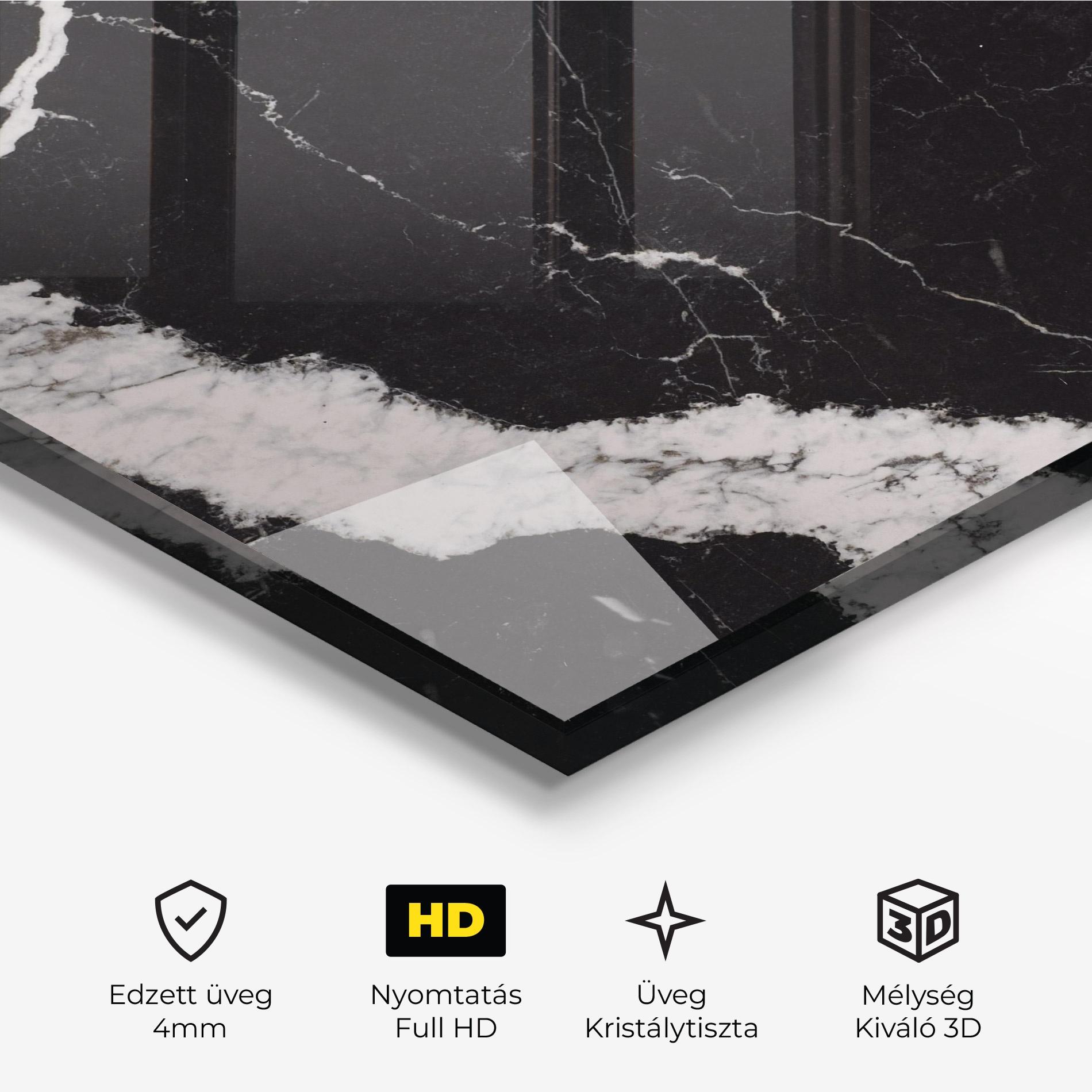 Üvegkép Black Marble Light Grey mockup 3