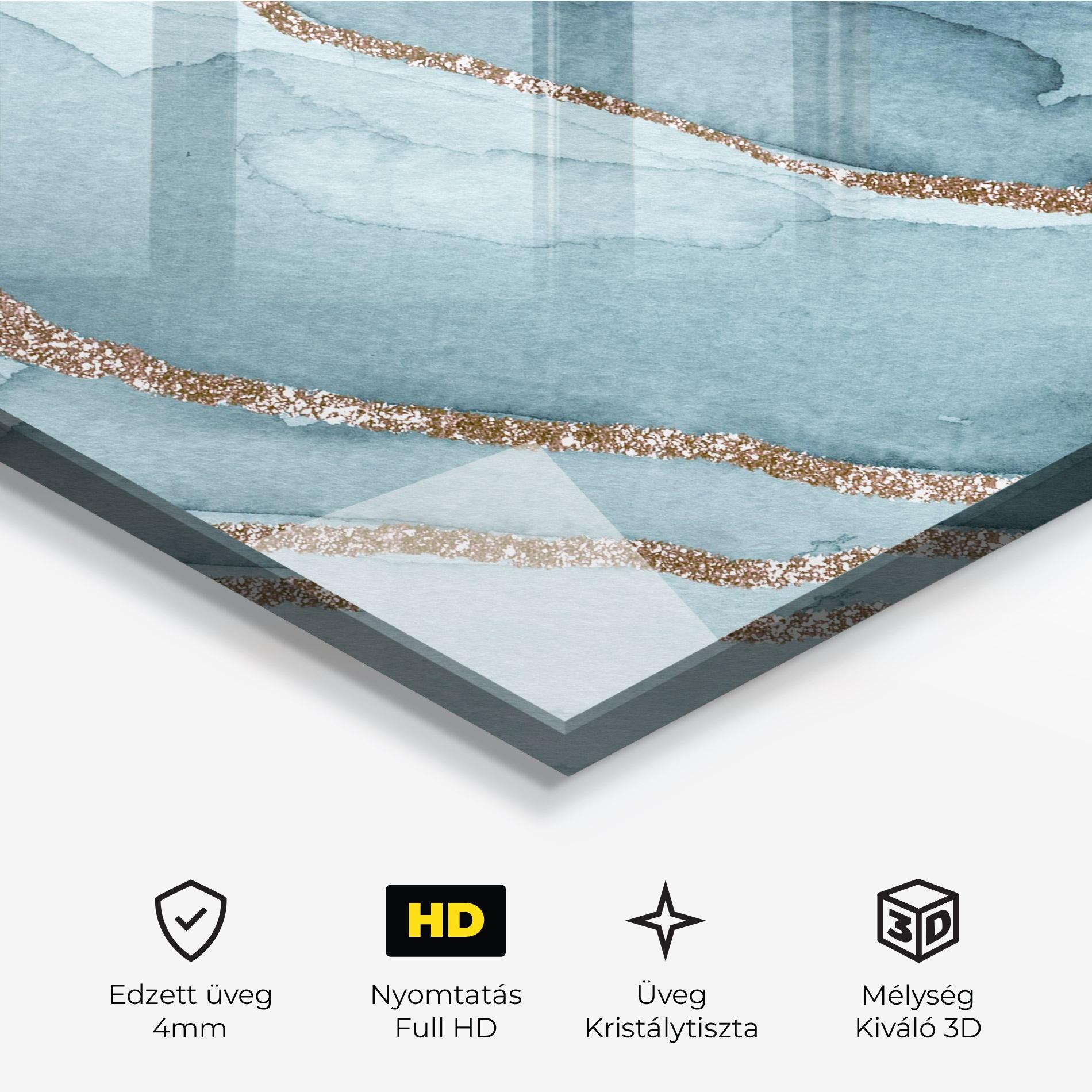 Üvegkép Blue Golden Glitter mockup 3