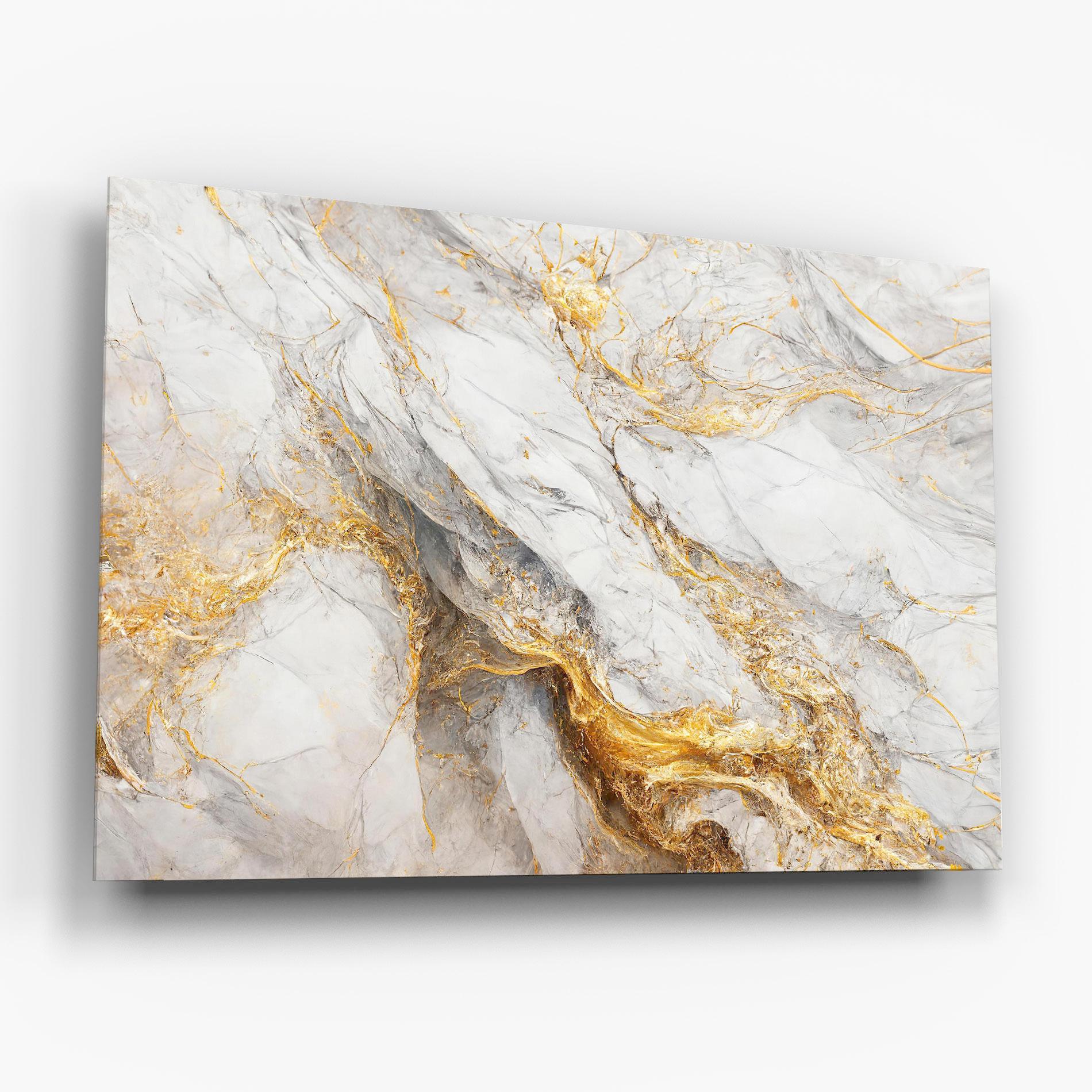 Üvegkép Gold Liquid Grey Marble mockup 6