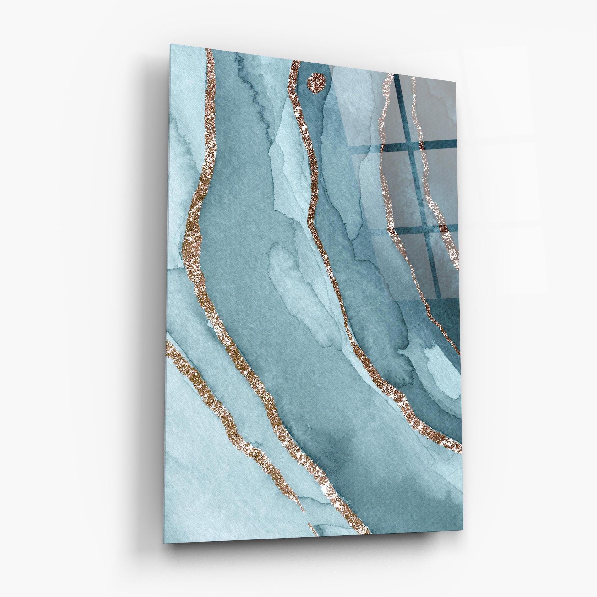 Üvegkép Blue Golden Glitter mockup 6