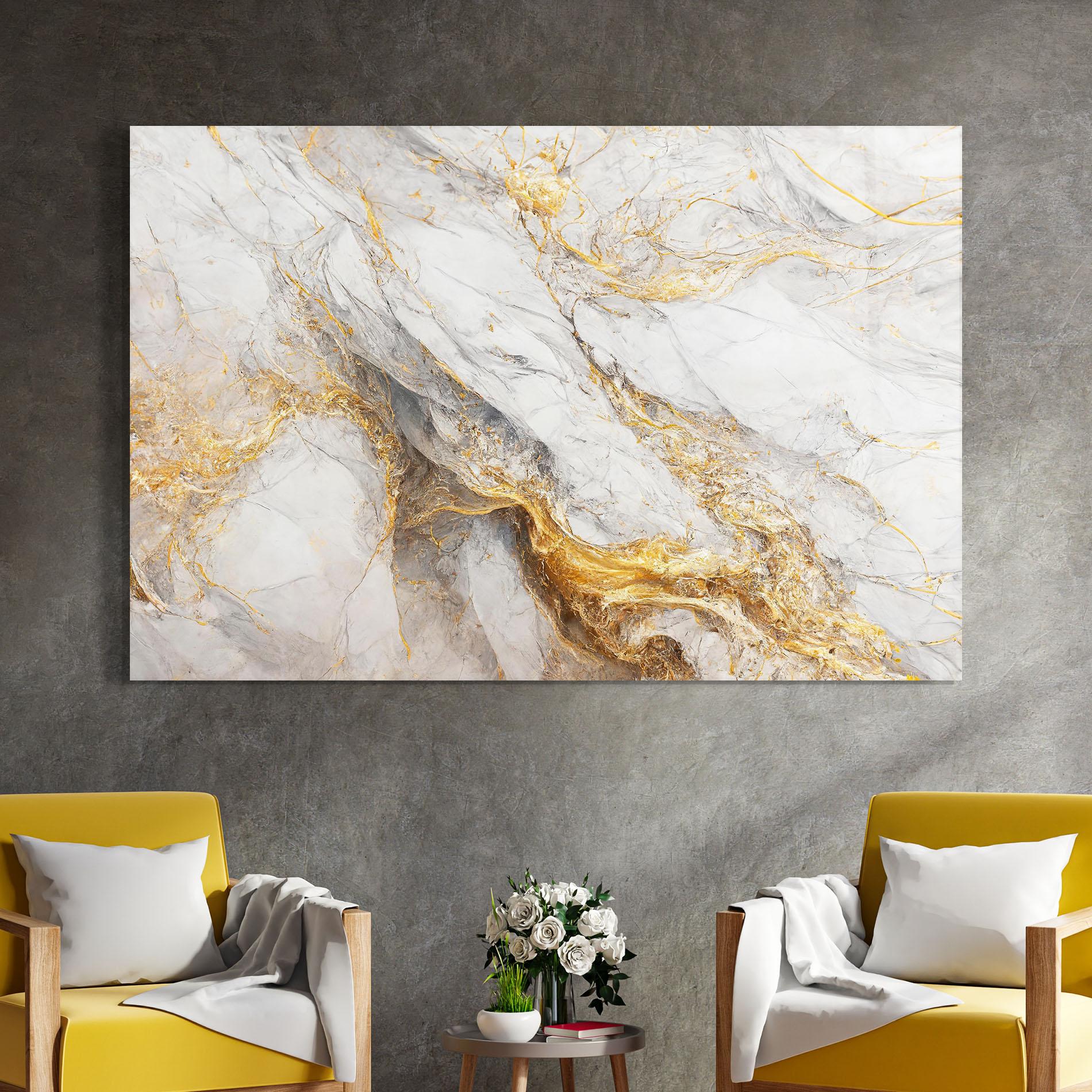Üvegkép Gold Liquid Grey Marble mockup 4