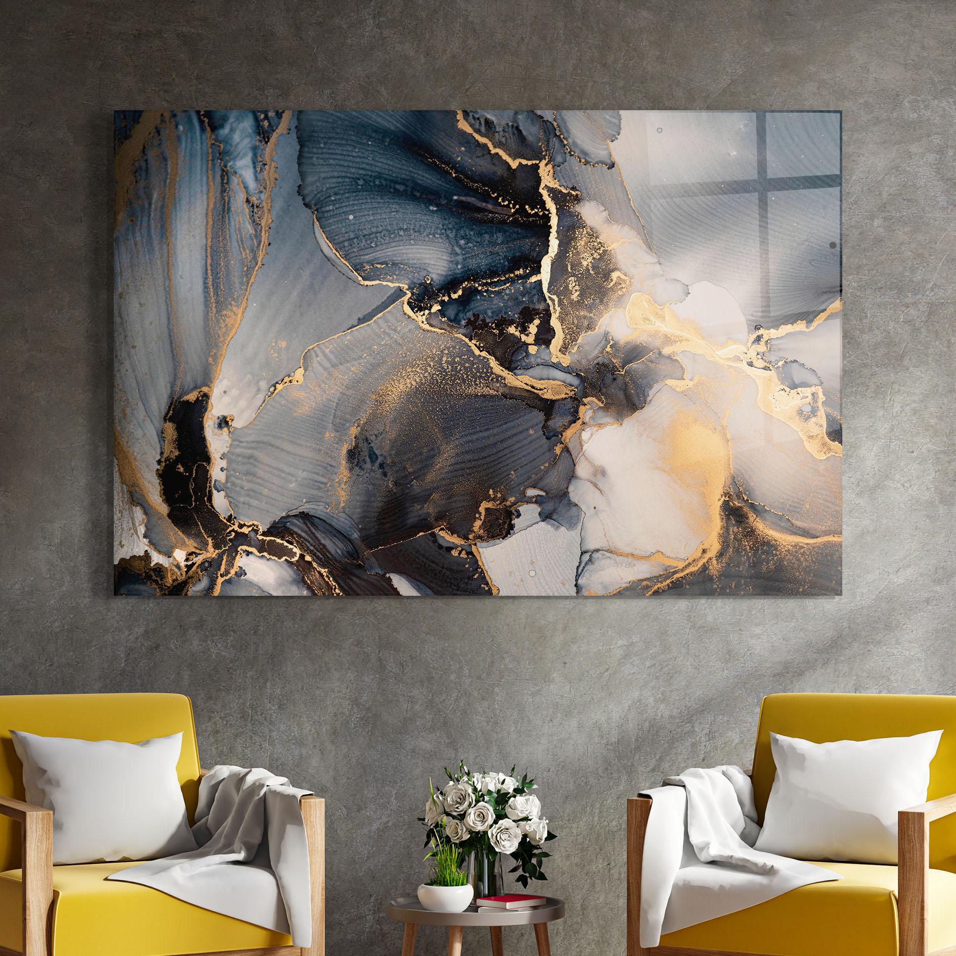 Üvegkép Golden Abstract Marble mockup 4