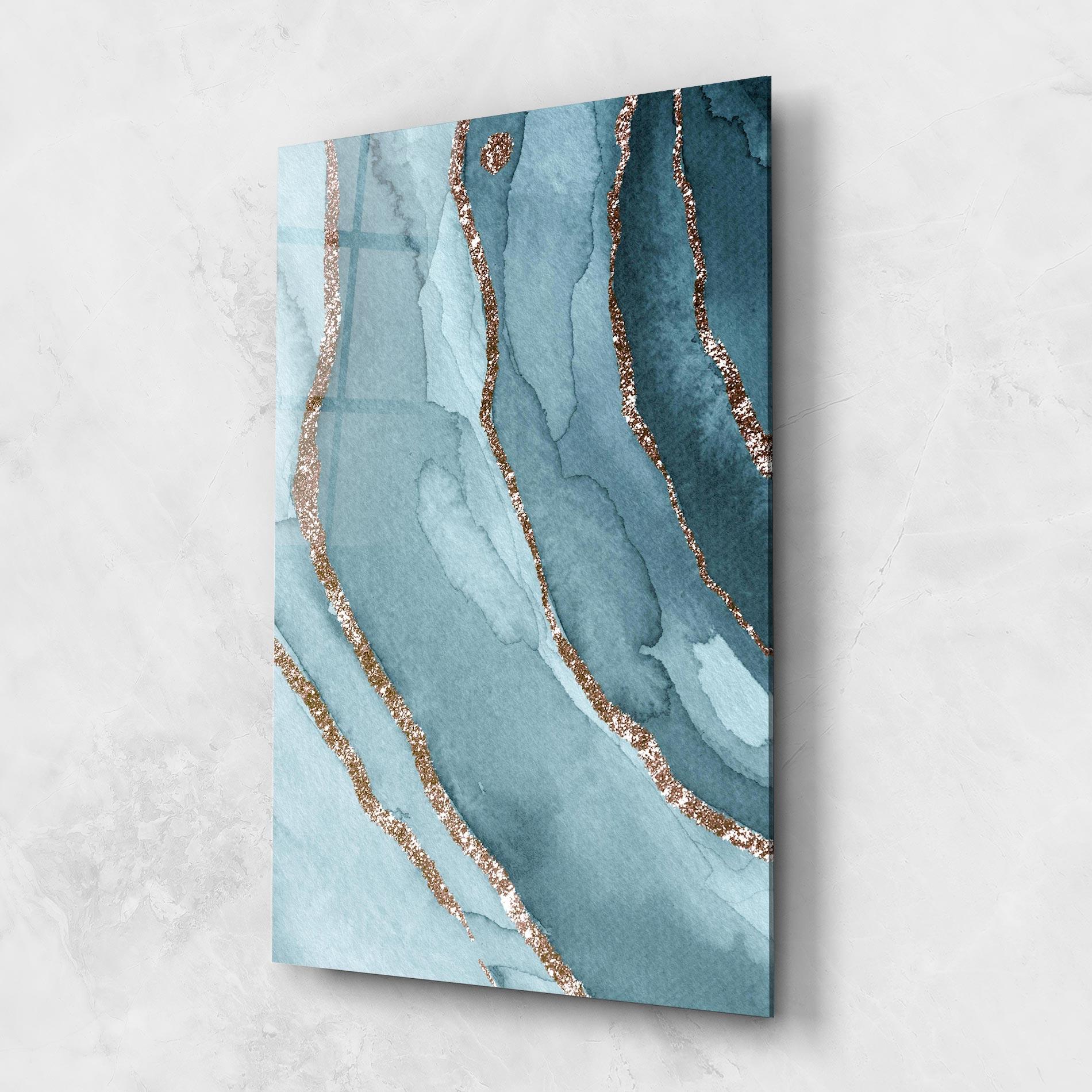 Üvegkép Blue Golden Glitter mockup 1