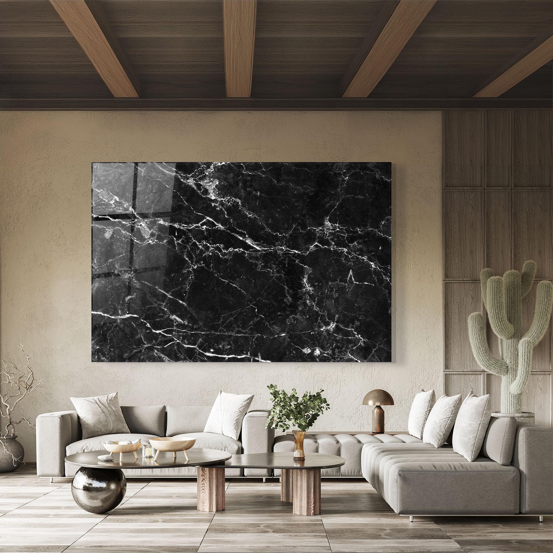 Üvegkép Black White Marble mockup 8